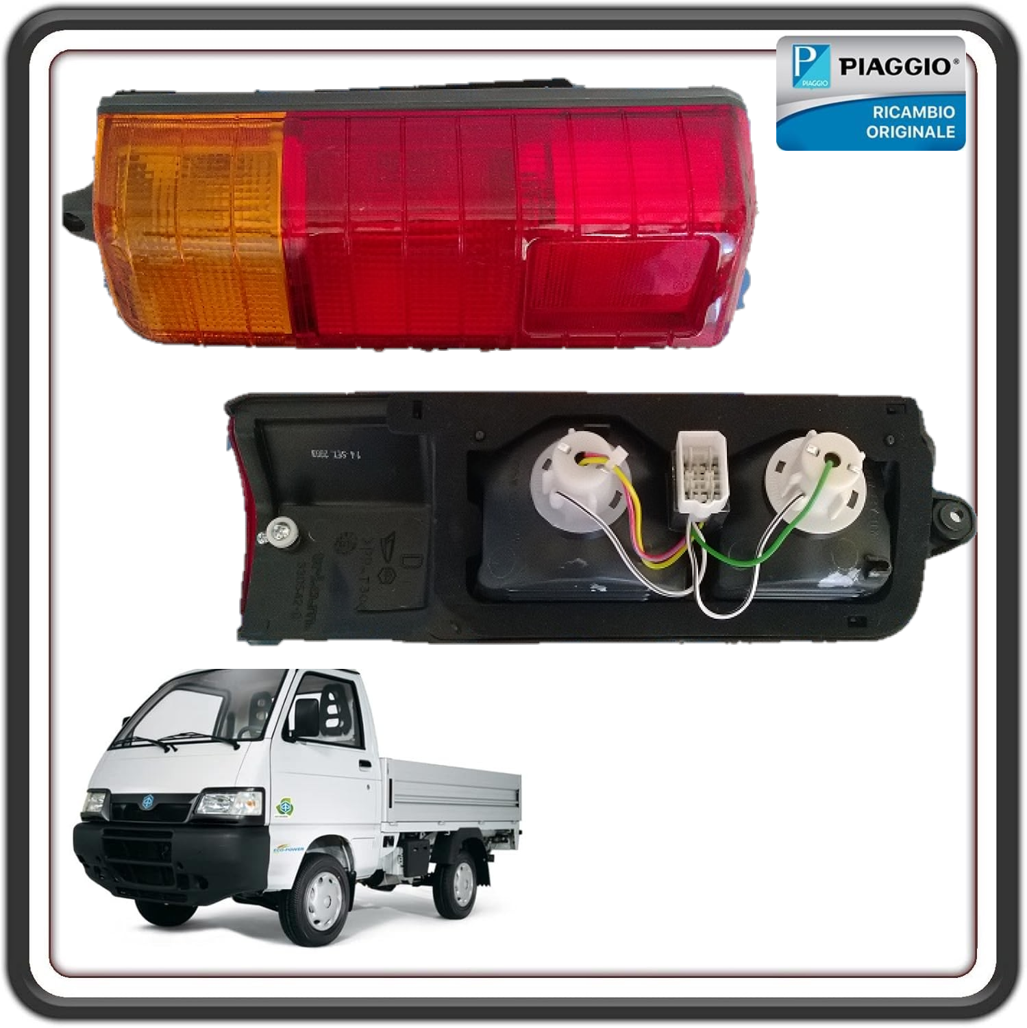 FANALE FANALINO FARO STOP POSTERIORE SINISTRO COMPLETO PER PIAGGIO PORTER 1000-1300 VAN DAL 1992 AL 2009 - PIAGGIO PORTER 1400 VAN DIESEL DAL 1998 AL 2005 ORIGINALE PIAGGIO 8156087Z02000 