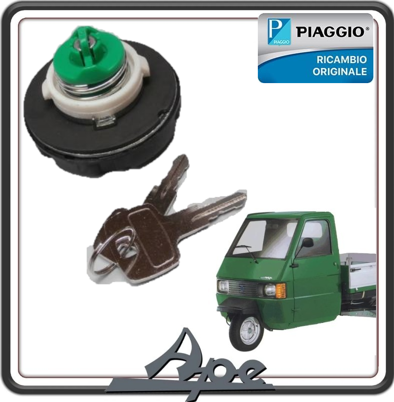 TAPPO SERBATOIO CARBURANTE BENZINA NAFTA CON SERRATURA E CHIAVI PER PIAGGIO APE TM 703 BENZINA E DIESEL - PIAGGIO APE 602 BENZINA ORIGINALE PIAGGIO 193627  