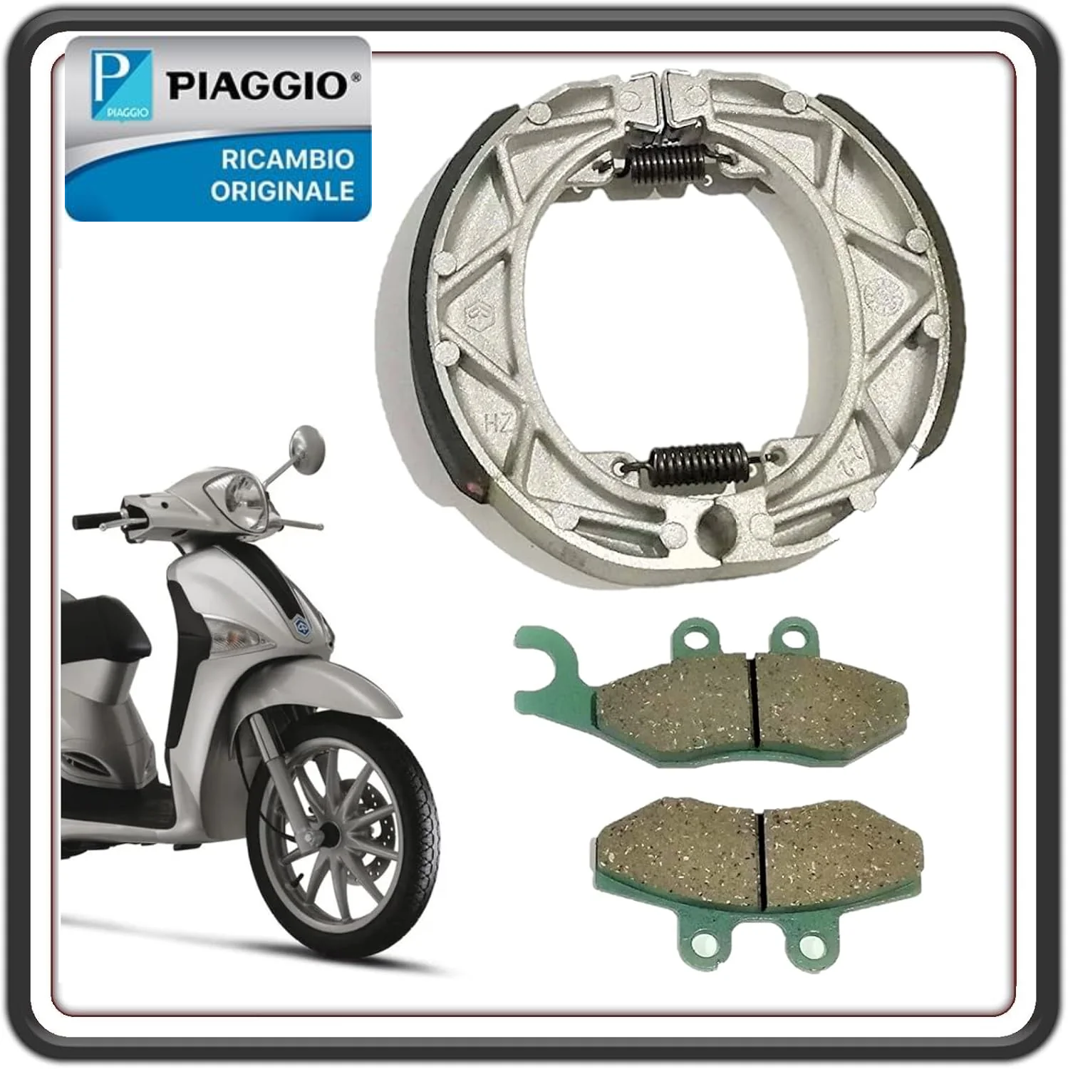 KIT GANASCE E PASTICCHE PASTIGLIE FRENO PER LIBERTY 125 4T 2009-2012 - LIBERTY 150 4T 2009-2013 - LIBERTY 50 4T 2009-2013 ORIGINALE PIAGGIO 647078 - 56293R5