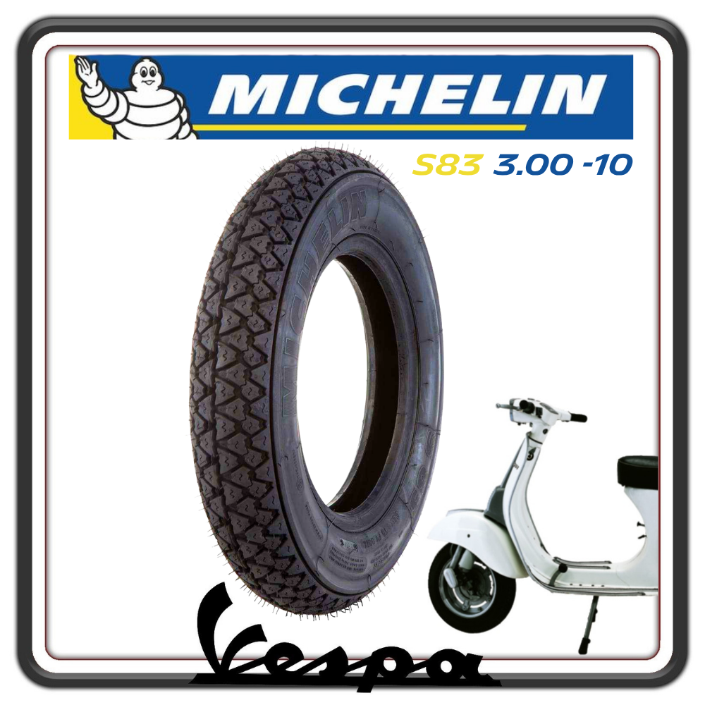 PNEUMATICO COPERTONE GOMMA BATTISTRADA MICHELIN S83 3.00 - 10 42J PER PIAGGIO VESPA 50 SPECIAL - VESPA 125 PRIMAVERA – ET3 - VESPA PK TUTTI I MODELLI