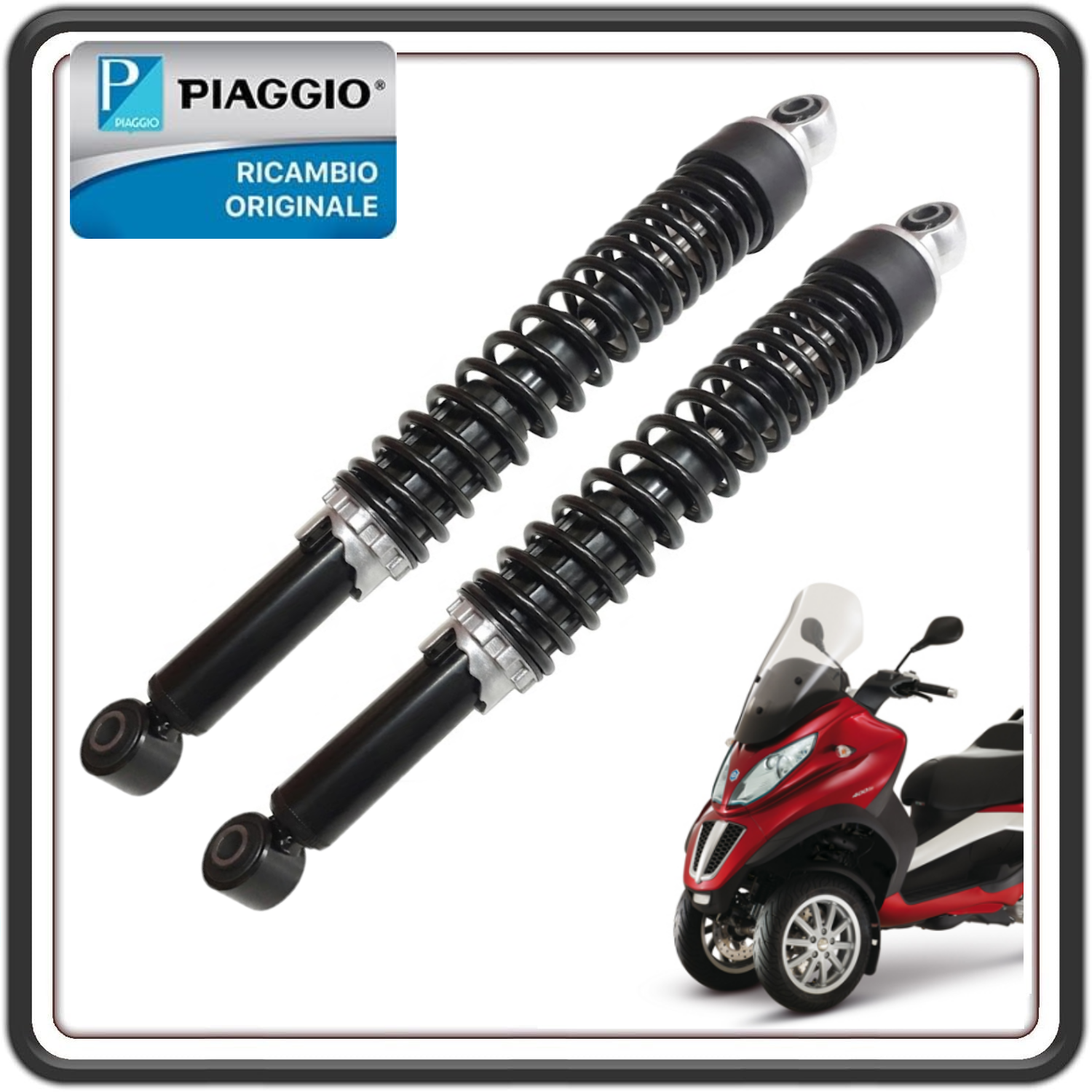 KIT AMMORTIZZATORI POSTERIORI PER PIAGGIO MP3 400 DAL 2007 AL 2011 - PIAGGIO MP3 500 DAL 2011 AL 2019 ORIGINALE PIAGGIO 1C003545R5