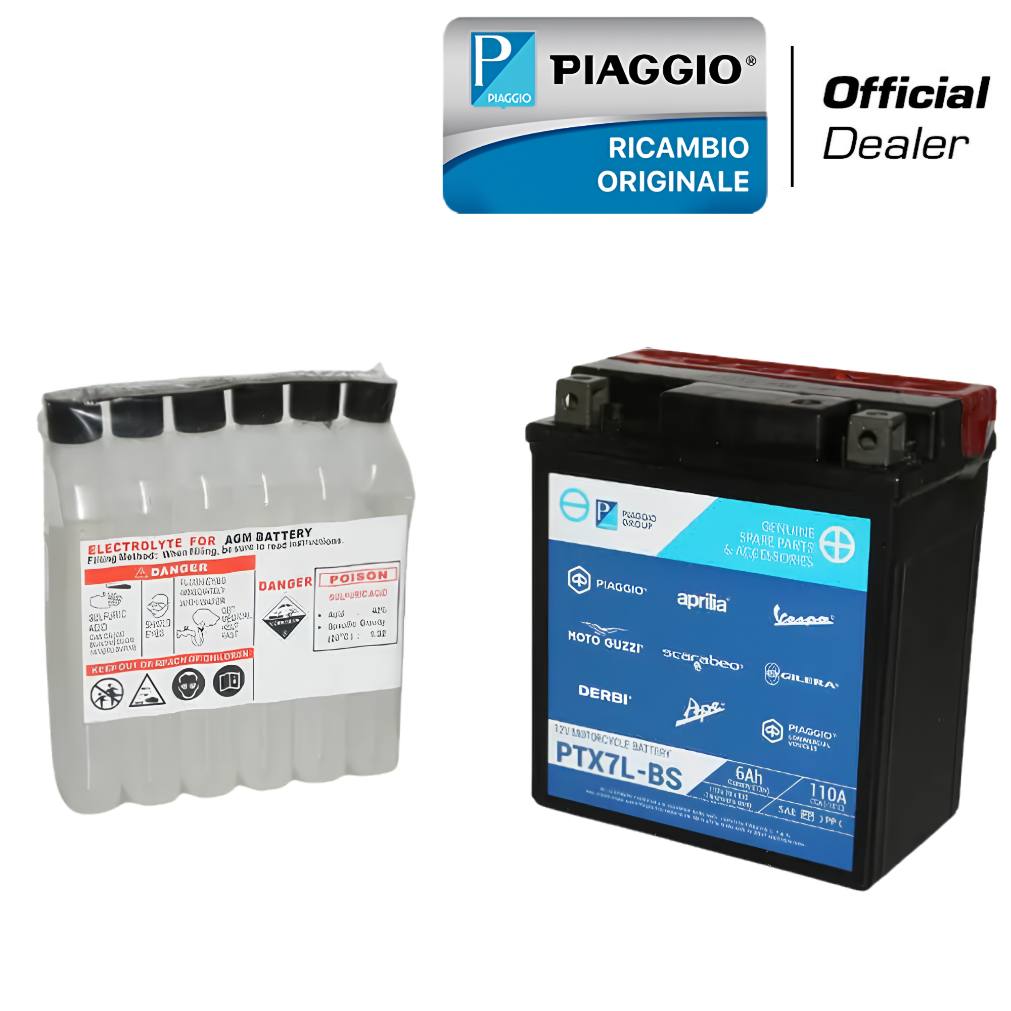 BATTERIA BTX7L-BS ORIGINALE PER APRILIA RS - BETA - HONDA SH - PIAGGIO LIBERTY - MEDLEY - VESPA GTS