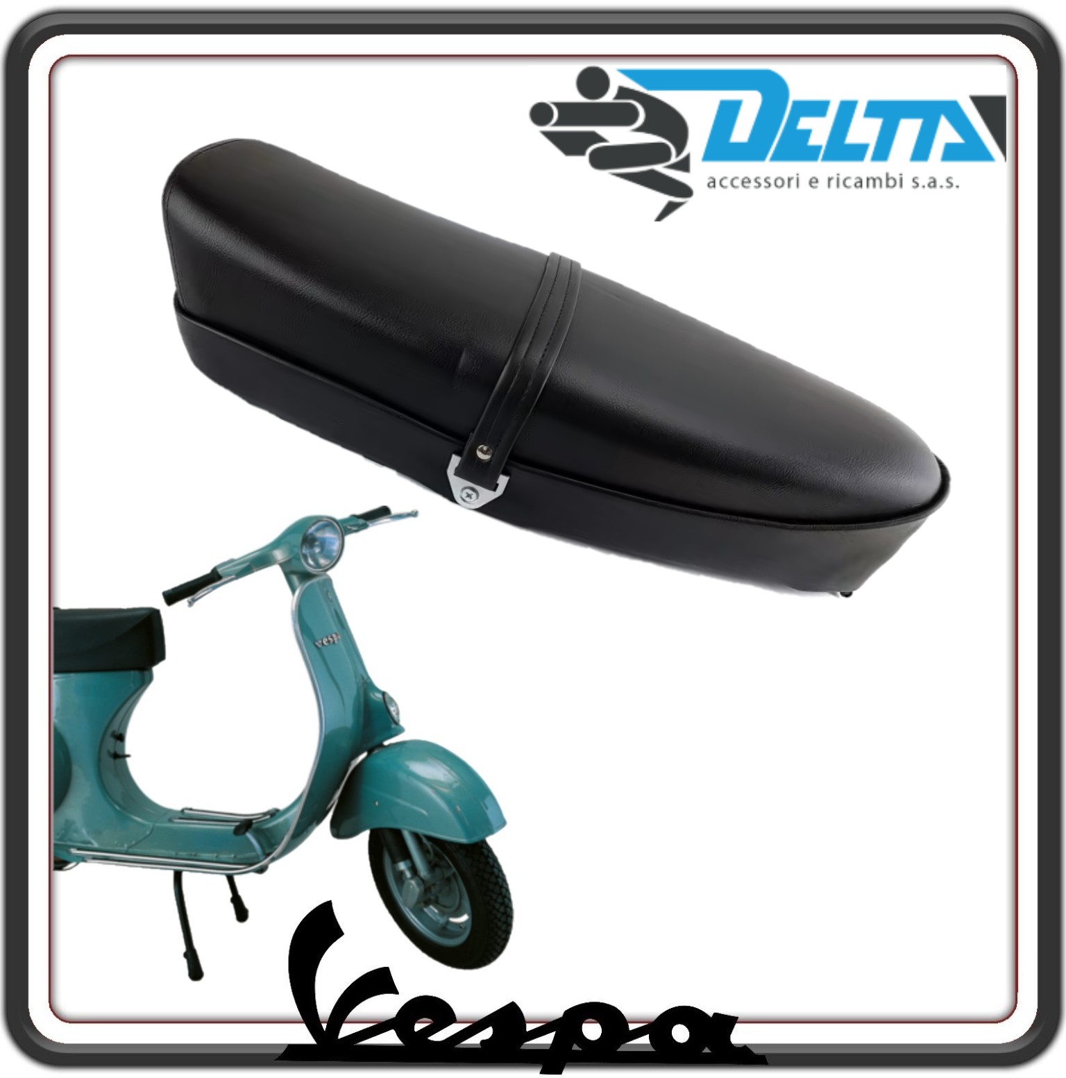 SELLA SELLONE SEDILE LUNGO NERO BIPOSTO CON LEVETTA PER PIAGGIO VESPA 125 ET3 PRIMAVERA - VESPA 50 SPECIAL - VESPA 50 L-R-N