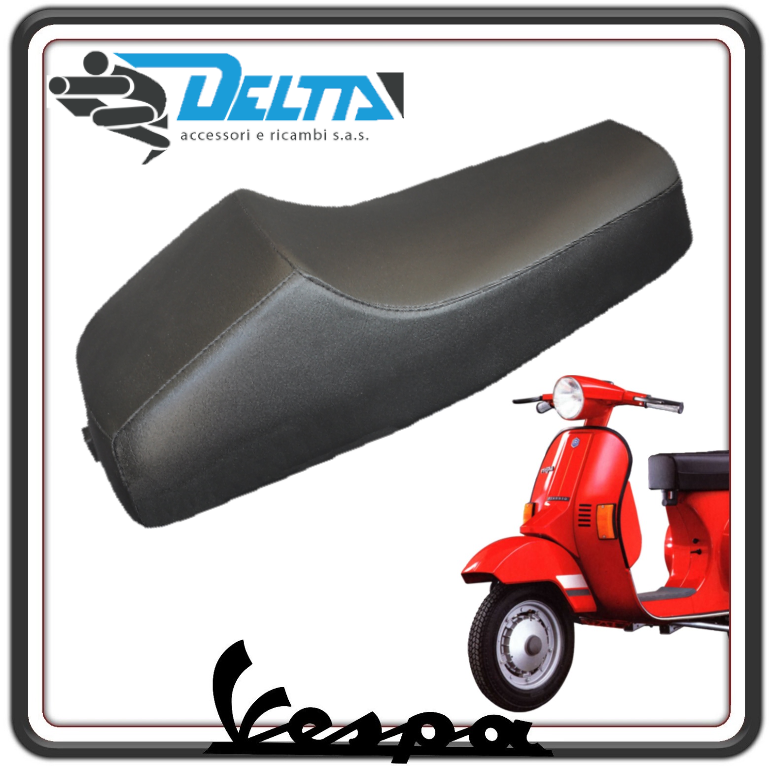 SELLA SELLONE SEDILE NERO CORTO MONOPOSTO CON GOBBA PER PIAGGIO VESPA PK 50 - 50S -50S LUSSO - 50 SS