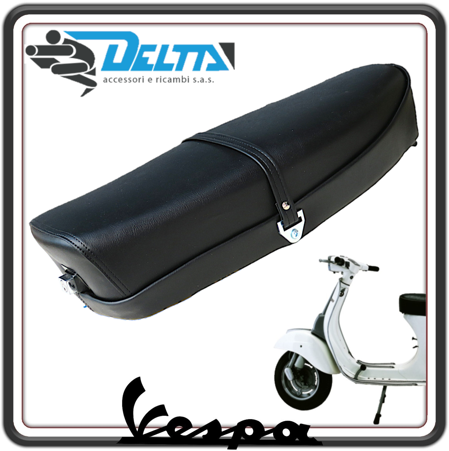 SELLA SELLONE SEDILE LUNGO NERO CON SERRATURA E CHIAVI E FONDO CON MOLLE PER PIAGGIO VESPA 50 SPECIAL - PIAGGIO VESPA ET3 125 PRIMAVERA