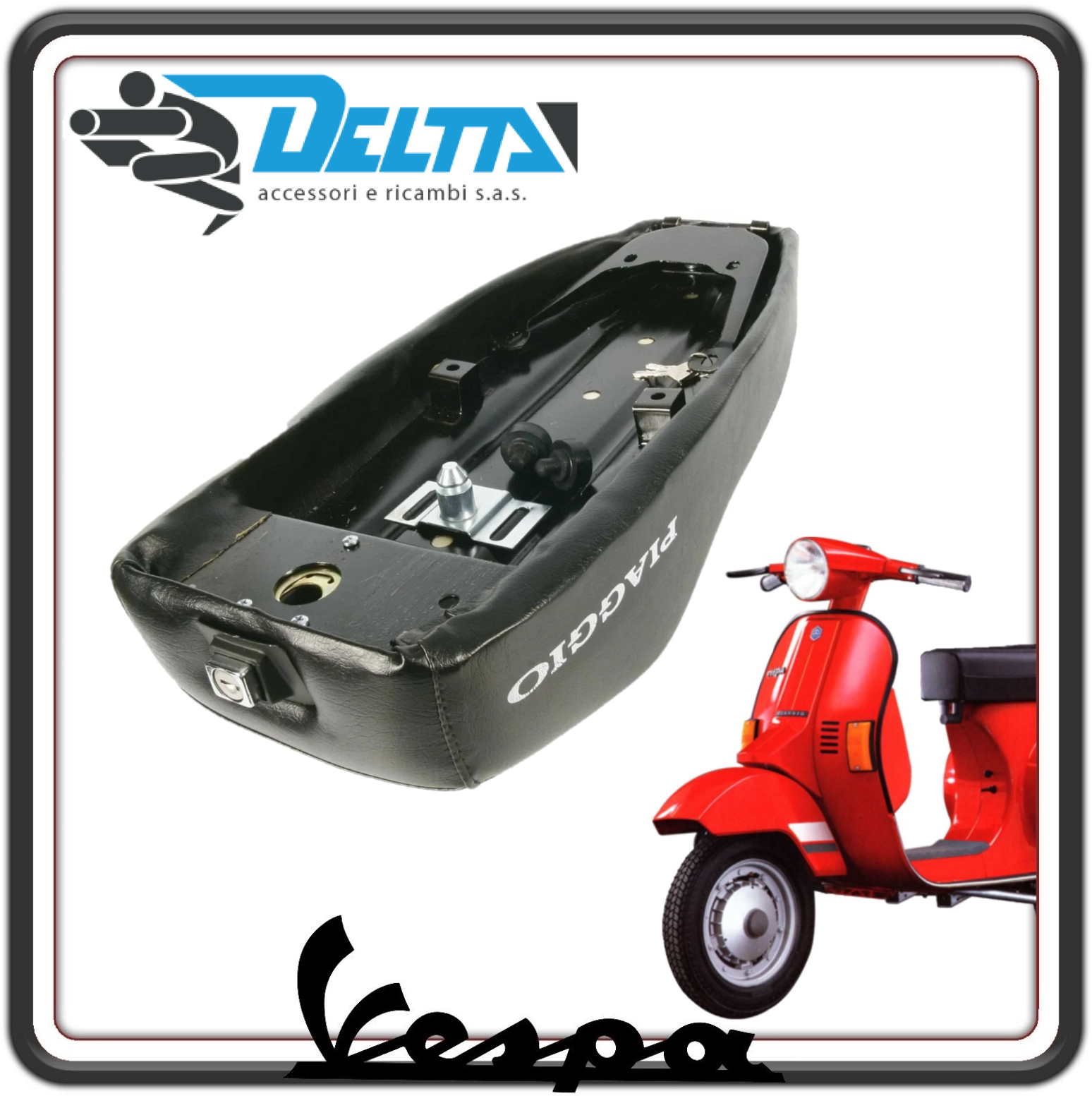 SELLA SELLONE SEDILE NERO CORTO MONOPOSTO CON GOBBA PER PIAGGIO VESPA PK 50 - 50S -50S LUSSO - 50 SS