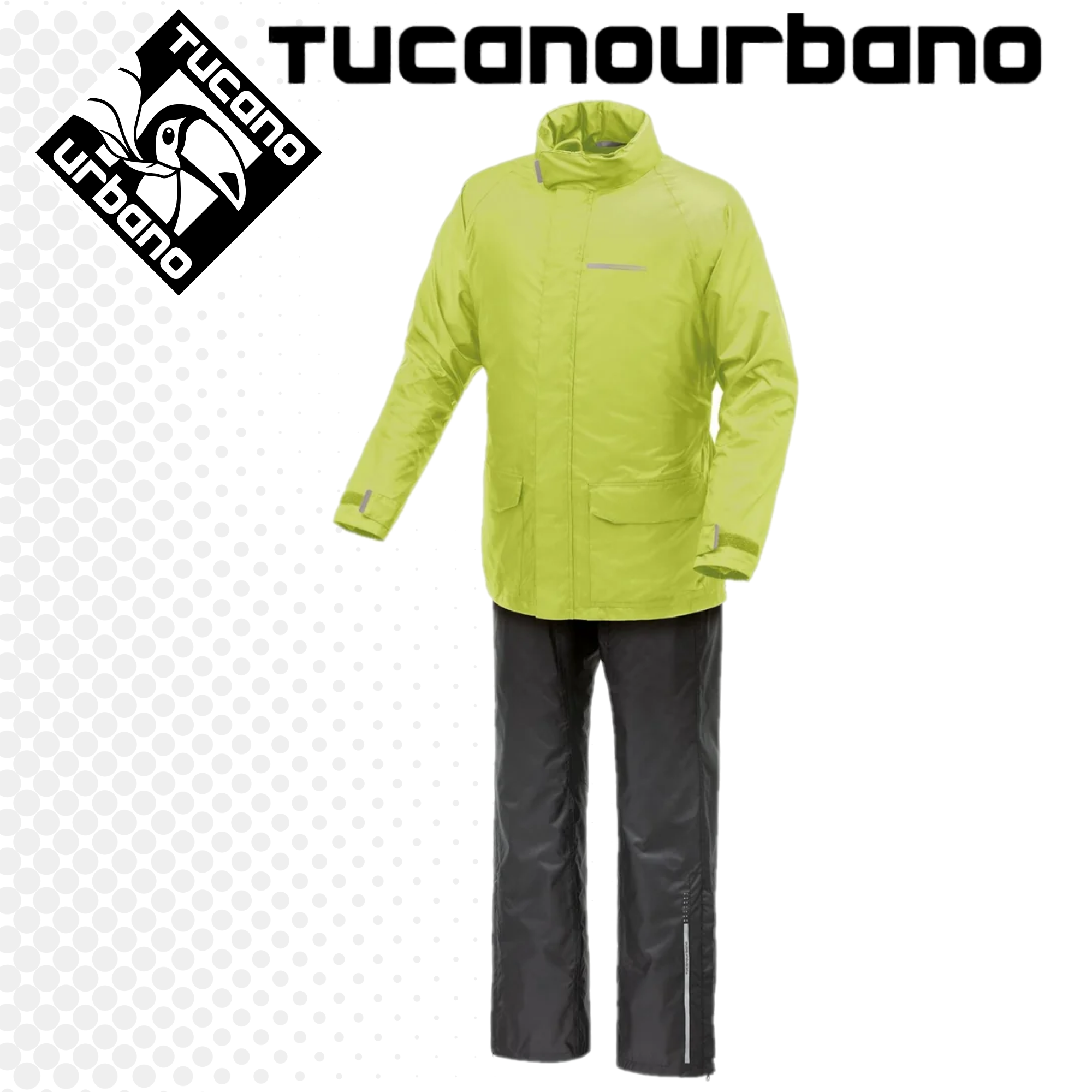 SET COMPLETO ANTIPIOGGIA TUCANO URBANO DILUVIO DAY HYDROSCUD® NERO E GIALLO FLUO