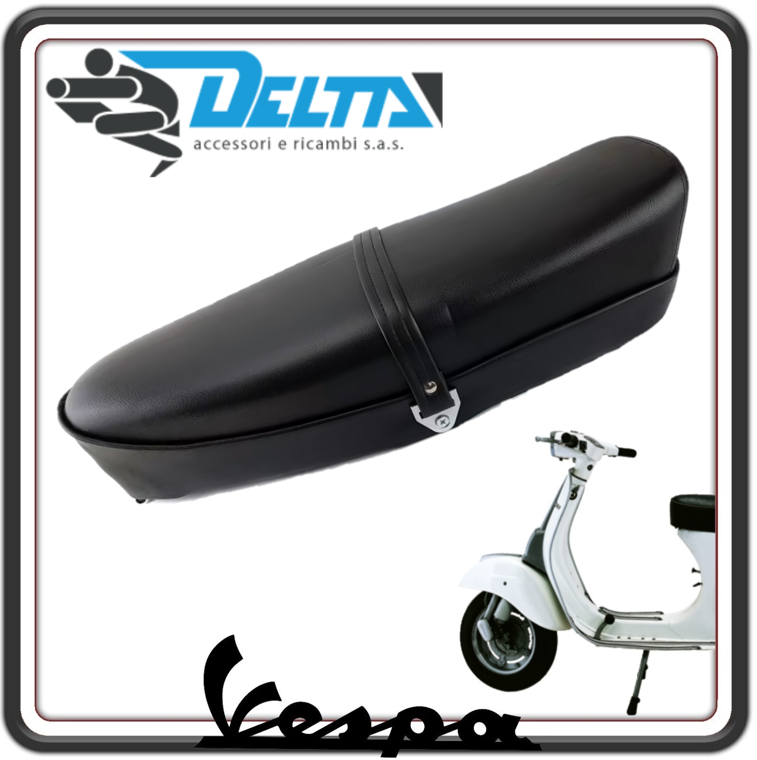 SELLA SELLONE SEDILE LUNGO NERO BIPOSTO CON LEVETTA PER PIAGGIO VESPA 125 ET3 PRIMAVERA - VESPA 50 SPECIAL - VESPA 50 L-R-N
