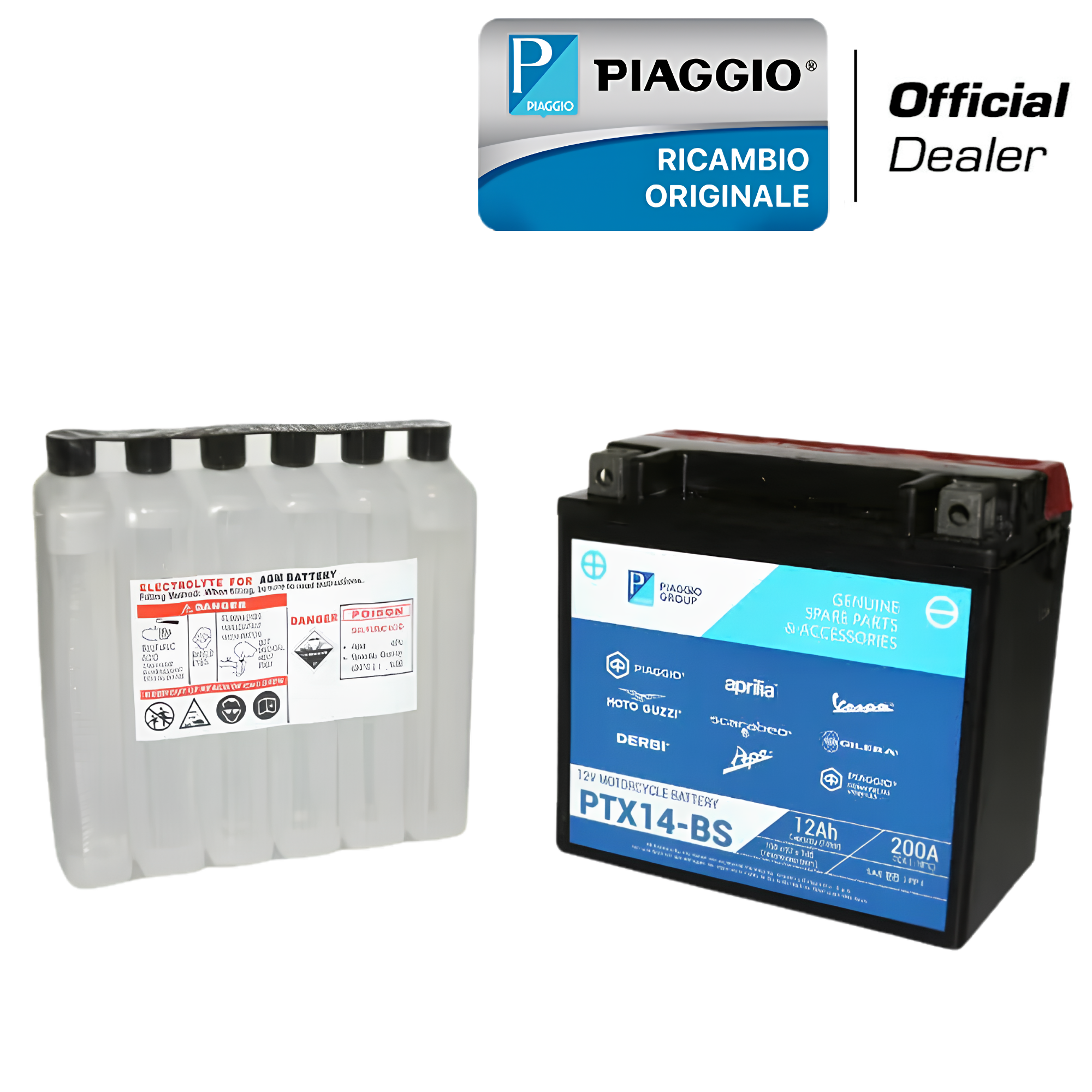 BATTERIA PTX14-BS ORIGINALE PER PIAGGIO BEVERLY - MP3 - APRILIA - MOTO GUZZI