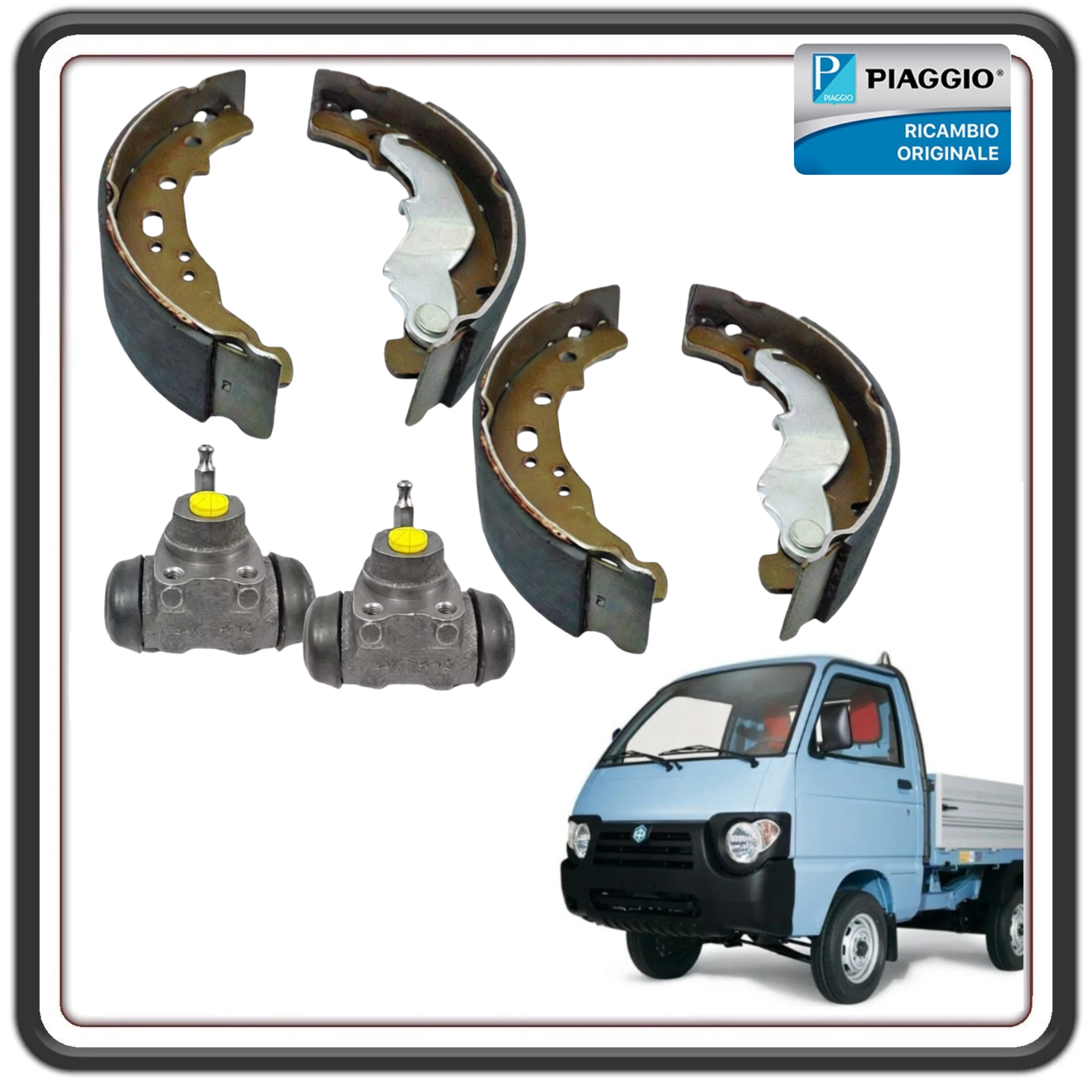 KIT GANASCE FRENO POSTERIORI CON 2 CILINDRETTI PER PIAGGIO QUARGO - APE POKER 2681615
