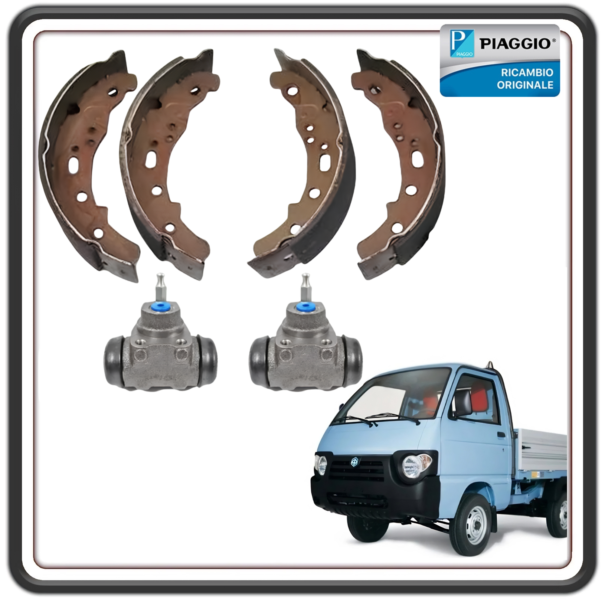 KIT GANASCE FRENO ANTERIORI CON 2 CILINDRETTI PER PIAGGIO QUARGO - APE POKER 2681615