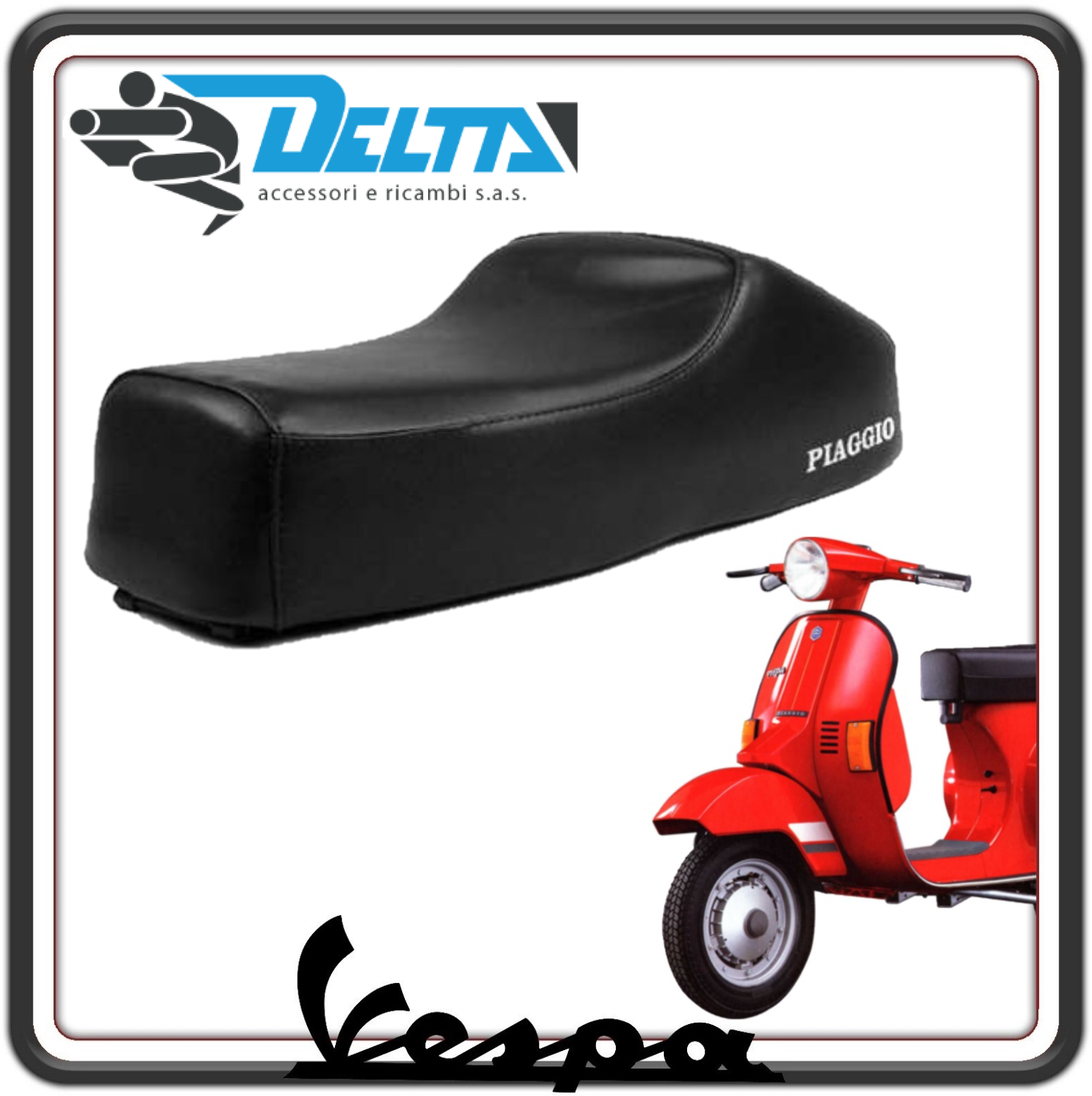 SELLA SELLONE SEDILE NERO CORTO MONOPOSTO CON GOBBA PER PIAGGIO VESPA PK 50 - 50S -50S LUSSO - 50 SS
