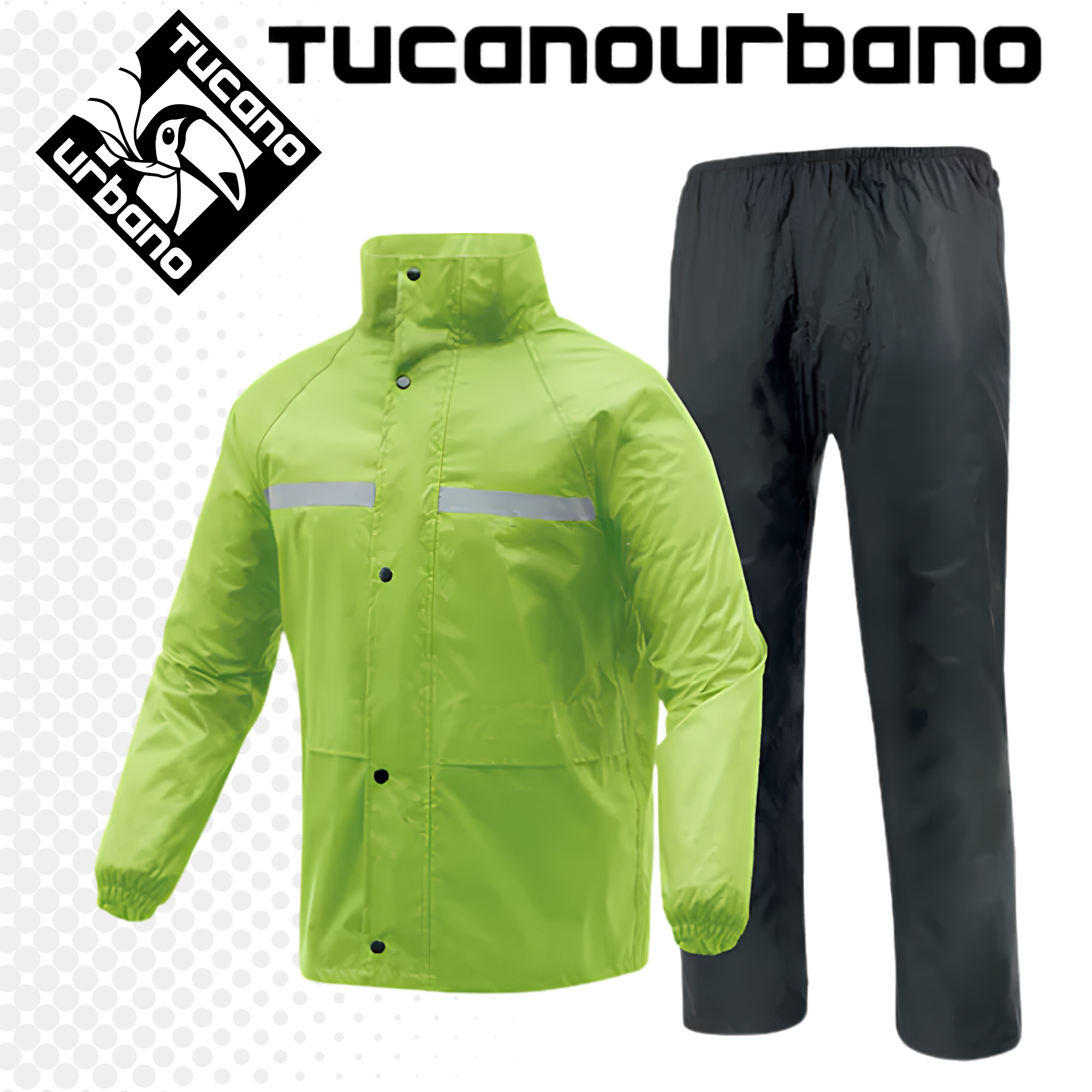 Set Completo Antipioggia Invernale Tucano Urbano Modello SEPIOVE Nero e Giallo fluo Unisex