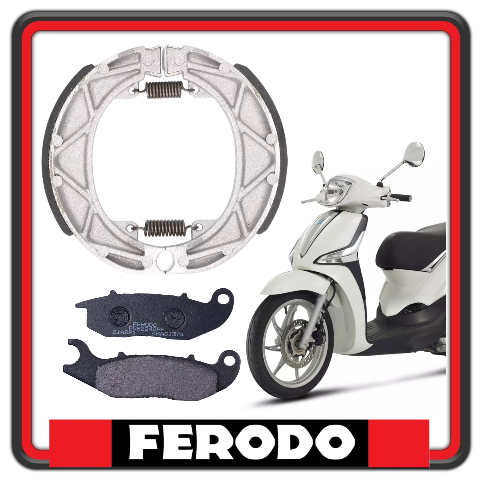 KIT PASTIGLIE PASTICCHE FRENO + GANASCE FRENO FERODO PER PIAGGIO LIBERTY 125 - LIBERTY 150 (COMPATIBILITA' MODELLI IN DESCRIZIONE)