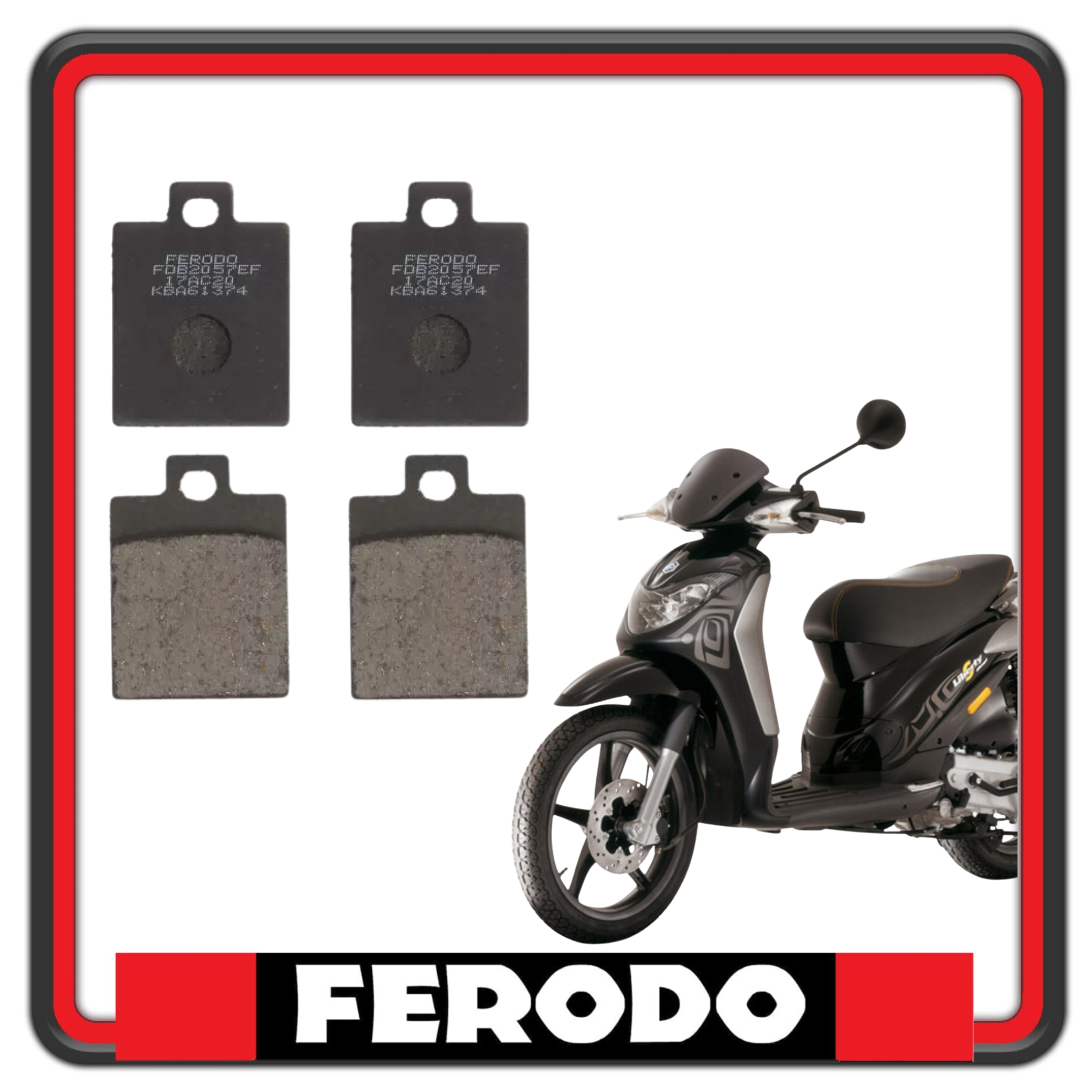 KIT PASTIGLIE PASTICCHE FRENO ANTERIORI + POSTERIORI FERODO PER PIAGGIO LIBERTY 50 SPORT 4 TEMPI 2007-2008