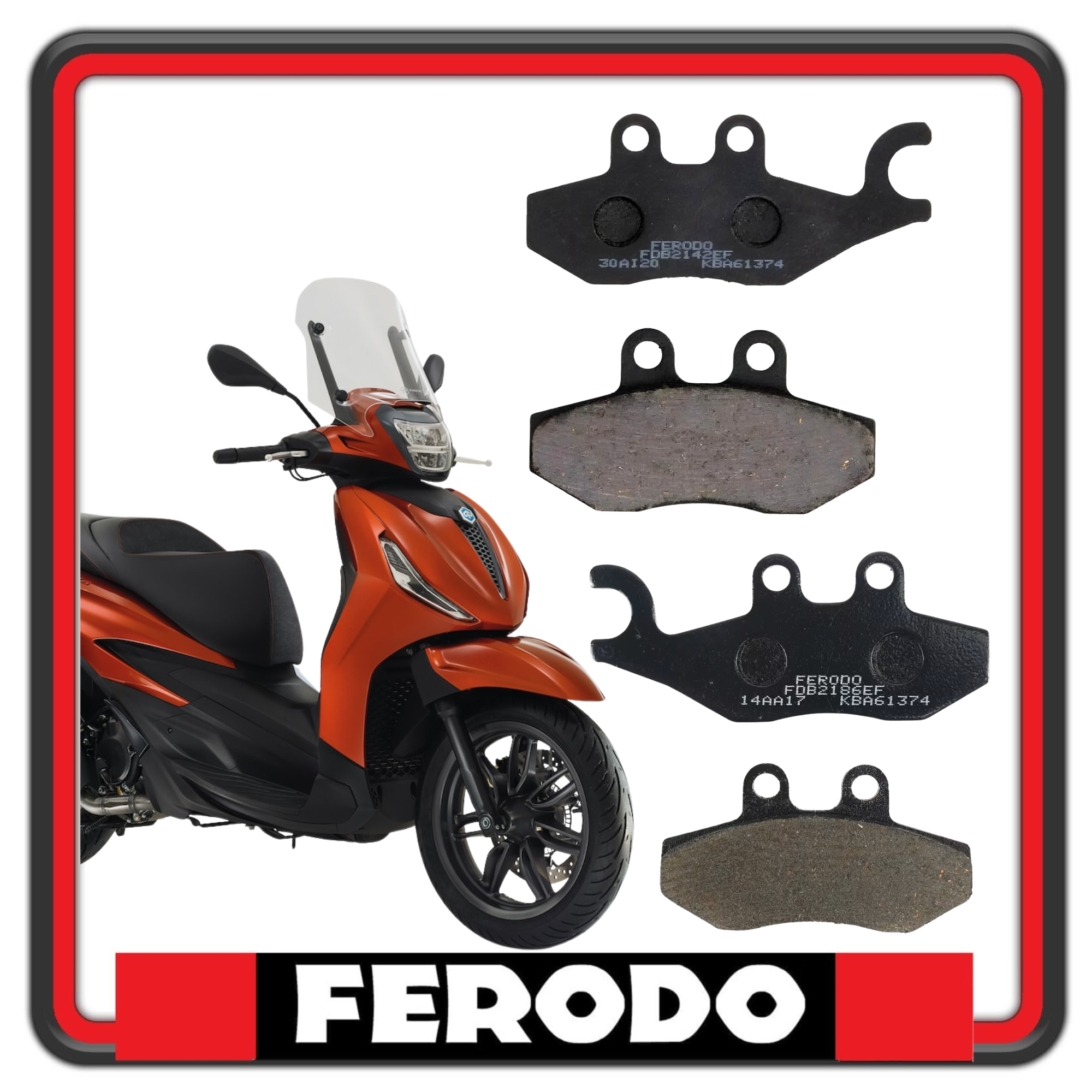 KIT PASTIGLIE FRENO FERODO PER PIAGGIO BEVERLY 400 (2021 - 2025)