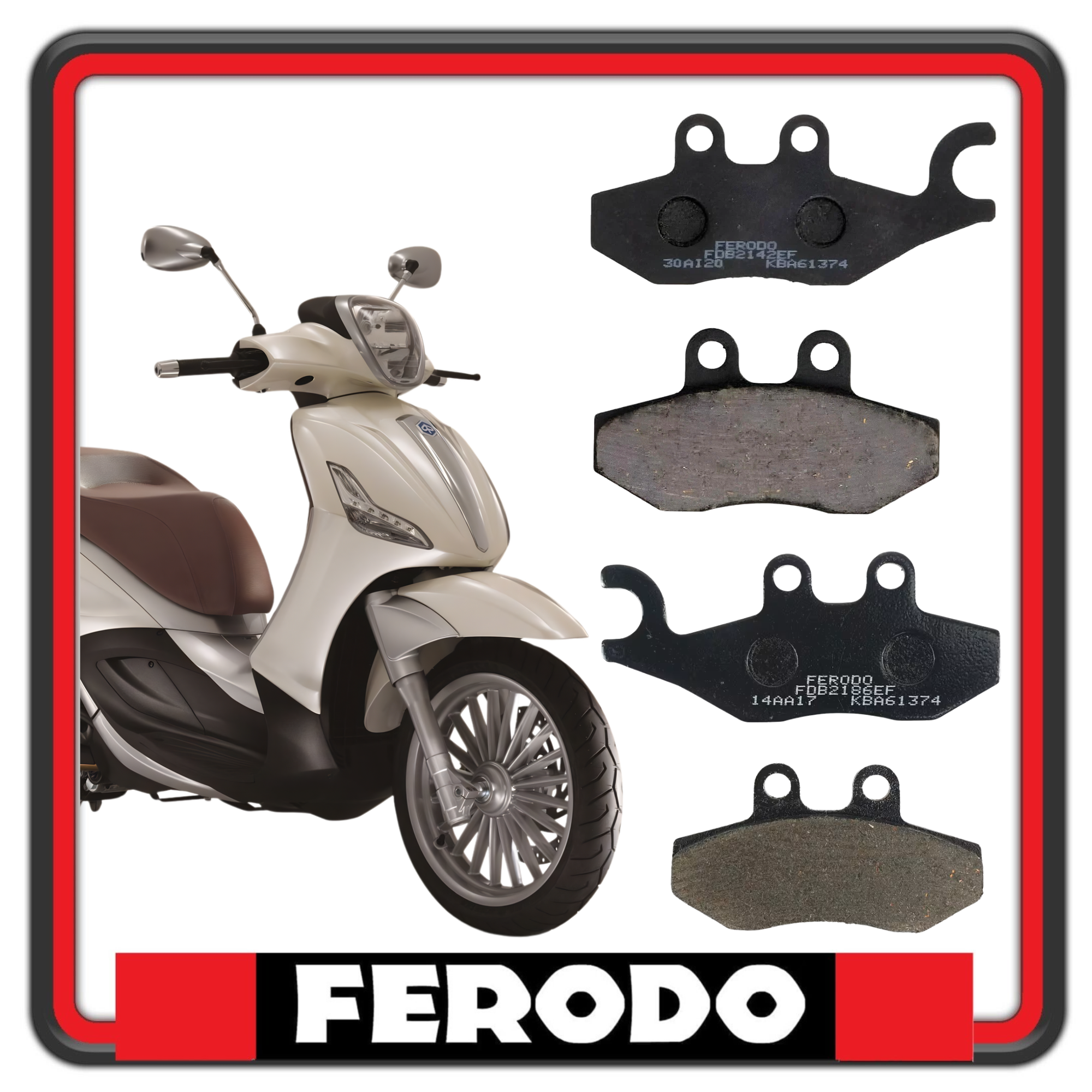 KIT PASTIGLIE FRENO FERODO PER PIAGGIO BEVERLY 125 - 300 - 350