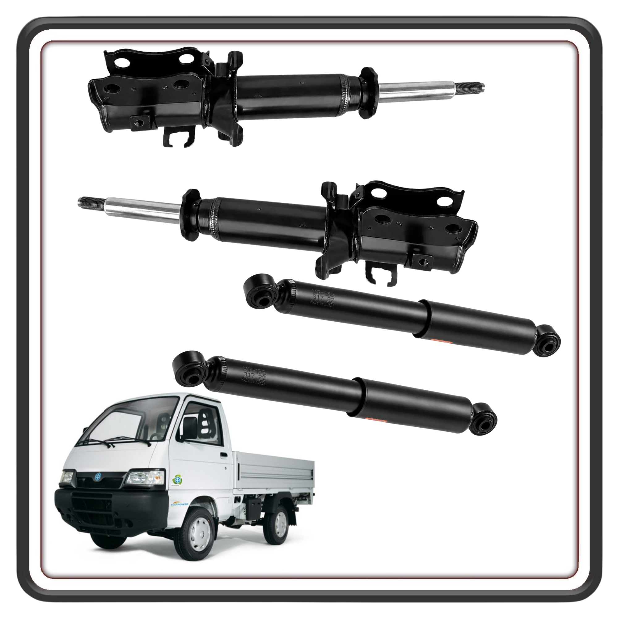 KIT 4 AMMORTIZZATORE AMMORTIZZATORI ANTERIORI E POSTERIORI COMPATIBILI PER PIAGGIO PORTER 1300 16V MOTORE DAIHATSU FINO AL 2009 - PIAGGIO PORTER 1200-1400 DIESEL FINO AL 2005