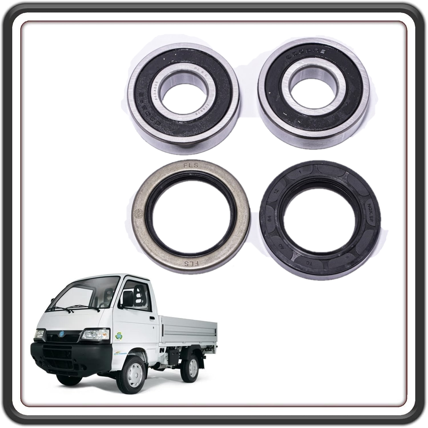 KIT CUSCINETTI RUOTA ASSALE ANTERIORE COMPATIBILI PER PIAGGIO PORTER 1000 - PIAGGIO PORTER 1300 16V MOTORE DAIHATSU FINO AL 2009 - PIAGGIO PORTER 1200 - 1400 DIESEL - PIAGGIO QUARGO TUTTI I MODELLI