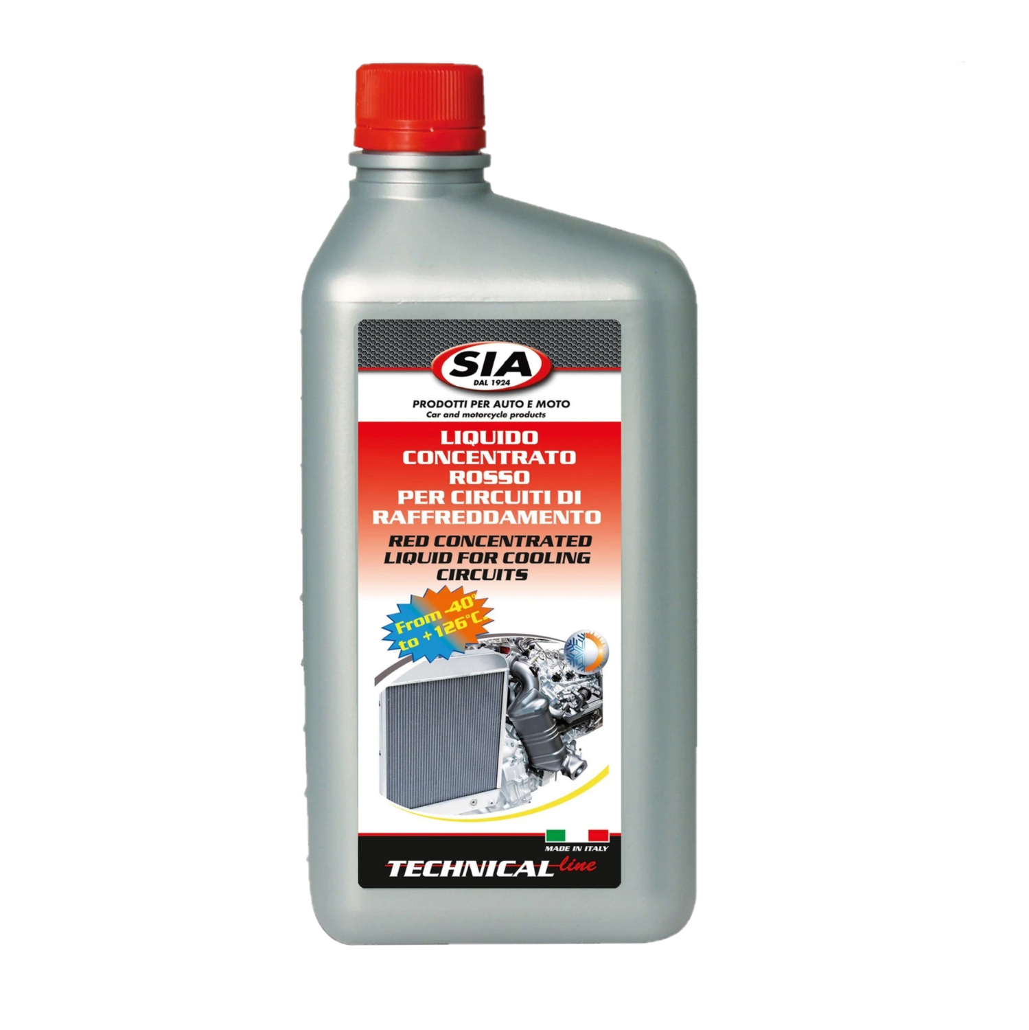 LIQUIDO RADIATORI CONCENTRATO DA -40° A +126° PROTETTIVO - ANTICONGELANTE - INIBITO ROSSO 1LT 4047/R