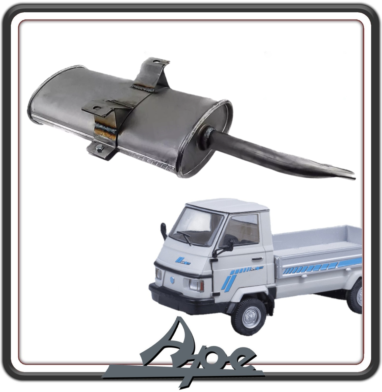 MARMITTA TERMINALE DI SCARICO RINFORZATO COMPLETA COMPATIBILE PER PIAGGIO APE POKER 420 BENZINA