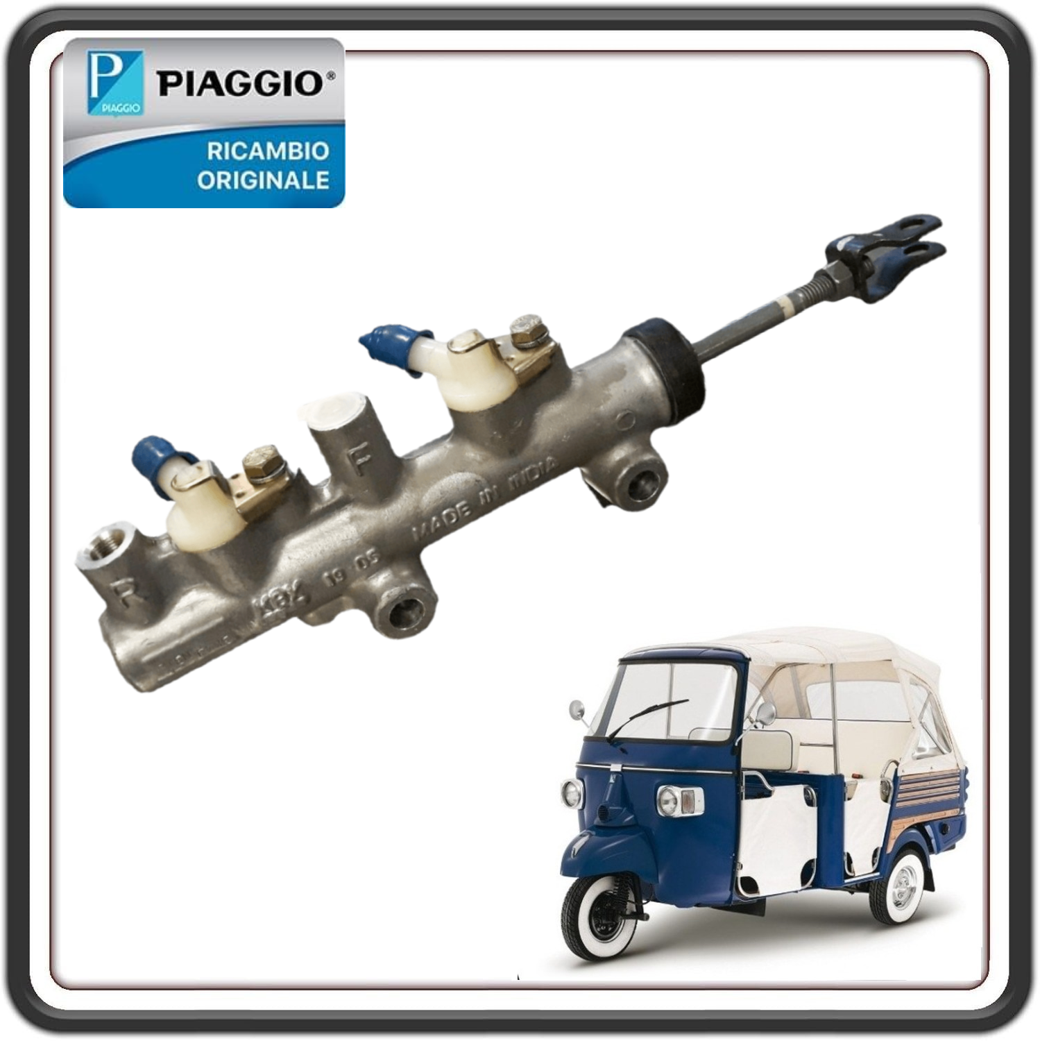 POMPA FRENO A DOPPIO CIRCUITO COMPLETA PER PIAGGIO APE CALESSINO 420 DIESEL MOTORE LOMBARDINI DAL 2007 AL 2012 ORIGINALE PIAGGIO 605122 
