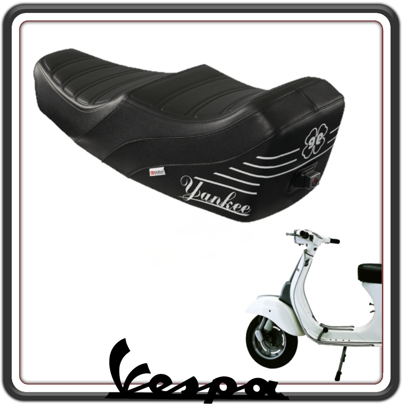 SELLA SELLONE SEDILE NISA YANKEE NERA (COMPLETA DI SERRATURA) PER PIAGGIO VESPA 50 SPECIAL - L R N - VESPA 125 PRIMAVERA