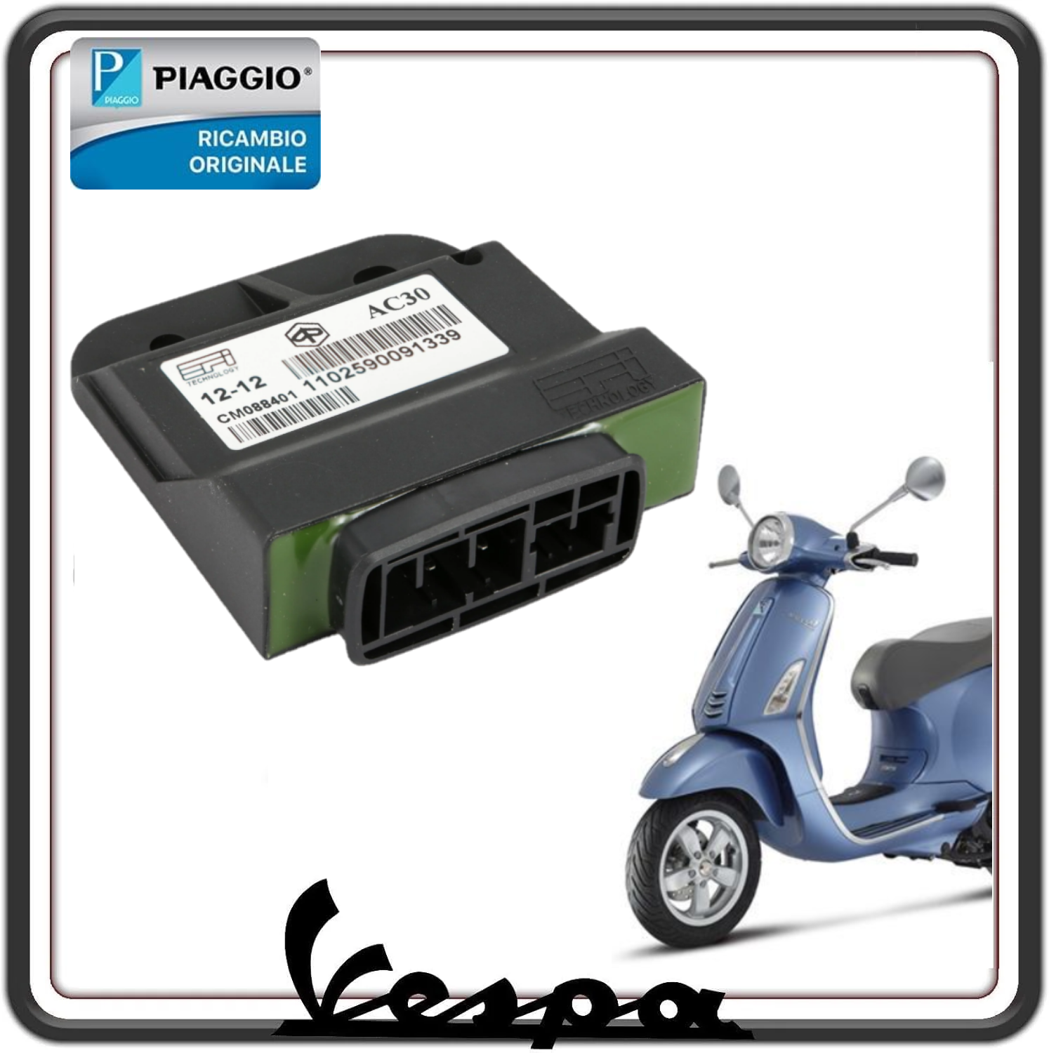 CENTRALINA DISPOSITIVO ACCENSIONE ELETTRONICA PER PIAGGIO VESPA LX 50 DAL 2009 AL 2013 - VESPA PRIMAVERA 50 DAL 2013 AL 2017 - VESPA SPRINT 50 DAL 2014 AL 2017 ORIGINALE PIAGGIO CM088401  