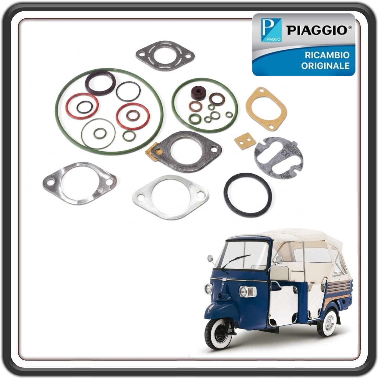 KIT SERIE GUARNIZIONI MOTORE COMPLETE PER PIAGGIO APE CALESSINO DIESEL LDW 422 MOTORE LOMBARDINI DAL 2007 AL 2012 ORIGINALE PIAGGIO L8205124