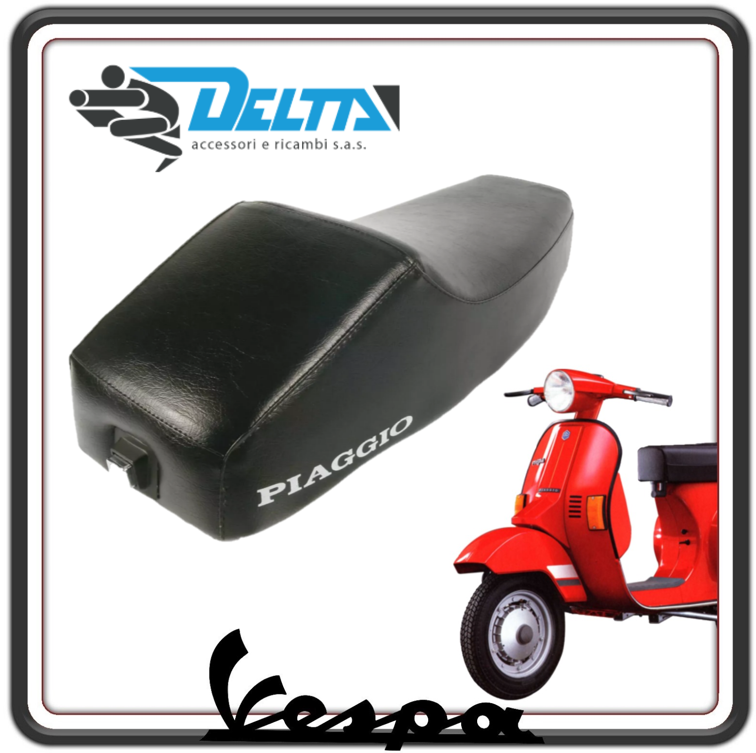 SELLA SELLONE SEDILE NERO CORTO MONOPOSTO CON GOBBA PER PIAGGIO VESPA PK 50 - 50S -50S LUSSO - 50 SS