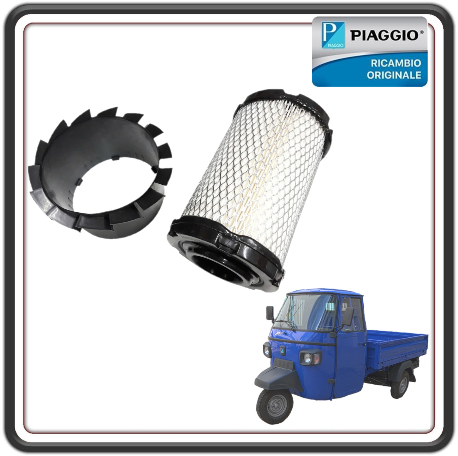 SCATOLA FILTRO ARIA ELEMENTO FILTRANTE PER PIAGGIO APE CLASSIC 400 E4 DAL 2017 AL 2021 - PIAGGIO APE CLASSIC VAN E4 DAL 2019 AL 2021 ORIGINALE PIAGGIO 940094A  