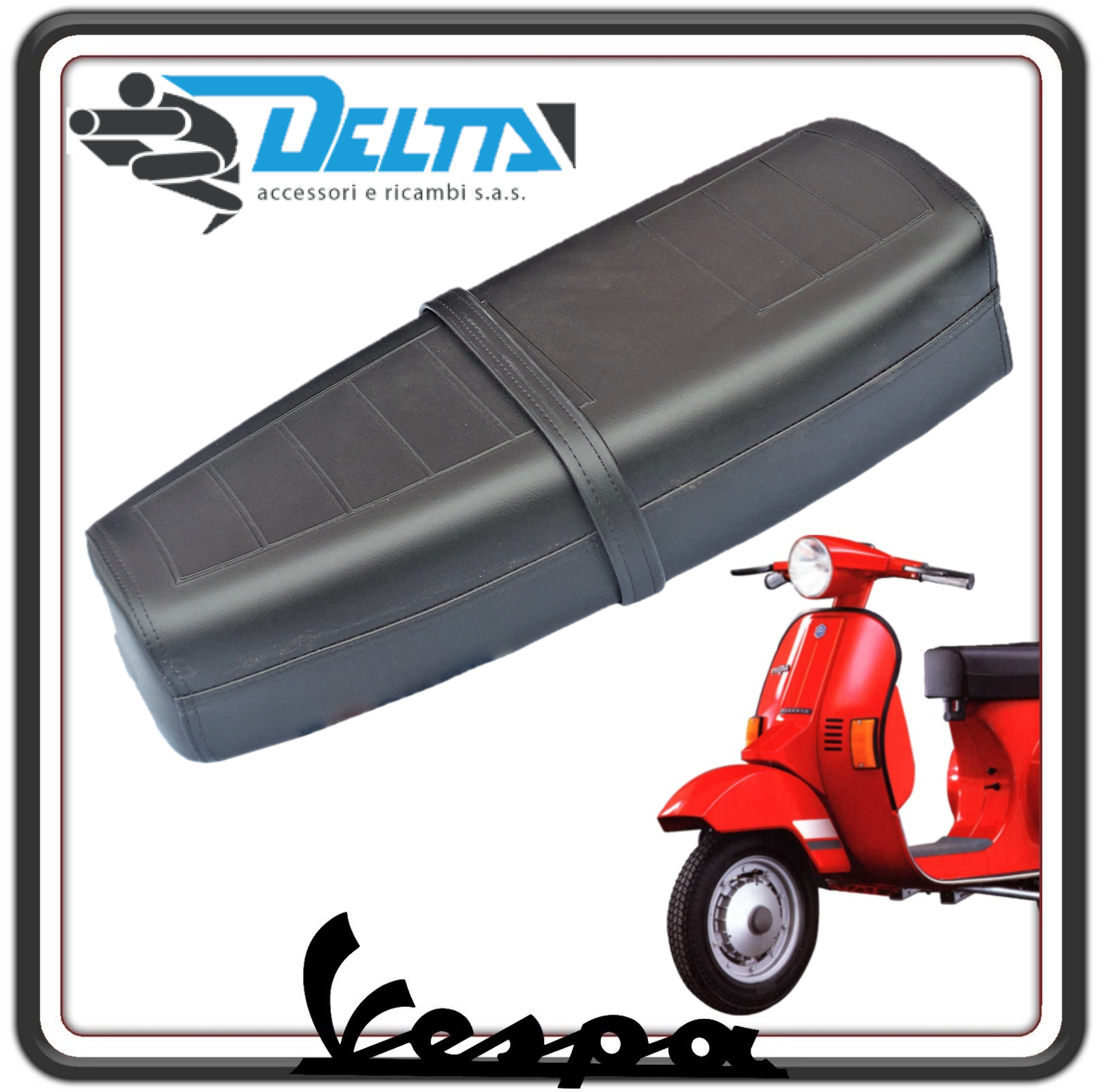 SELLA SELLONE SEDILE LUNGO NERO CON SERRATURA PER PIAGGIO VESPA PK 50-125