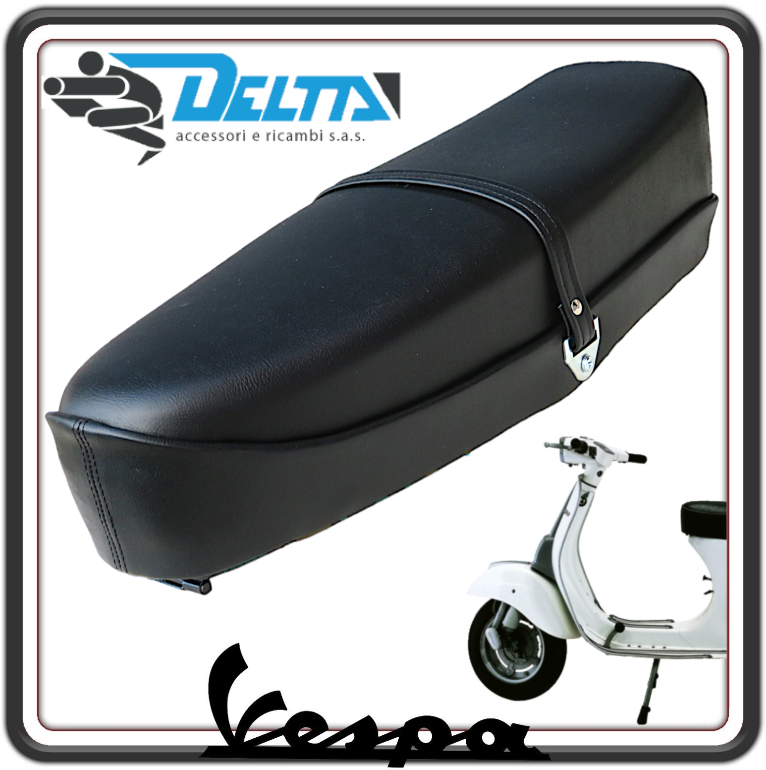 SELLA SELLONE SEDILE LUNGO NERO CON SERRATURA E CHIAVI E FONDO CON MOLLE PER PIAGGIO VESPA 50 SPECIAL - PIAGGIO VESPA ET3 125 PRIMAVERA