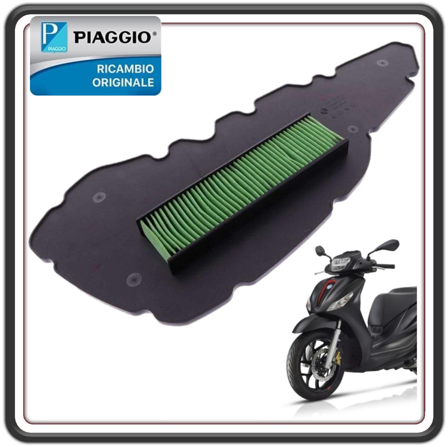 FILTRO ARIA ELEMENTO FILTRANTE PER PIAGGIO MEDLEY 125-150 DAL 2020 AL 2024 ORIGINALE PIAGGIO 1A016566