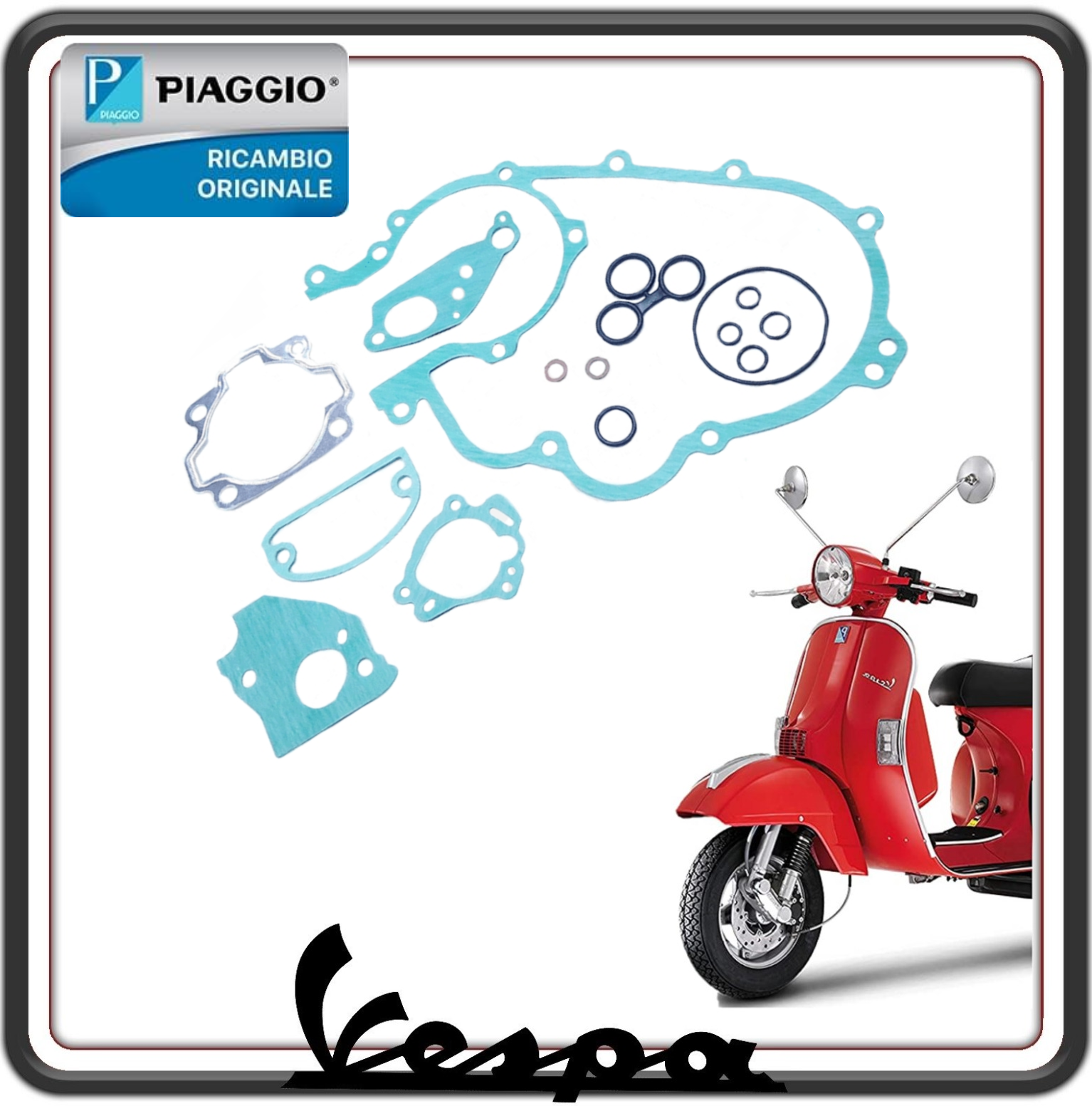 KIT SERIE GUARNIZIONI MOTORE COMPLETO PER PIAGGIO VESPA PX 125-150 CON MISCELATORE ORIGINALE PIAGGIO 4976036