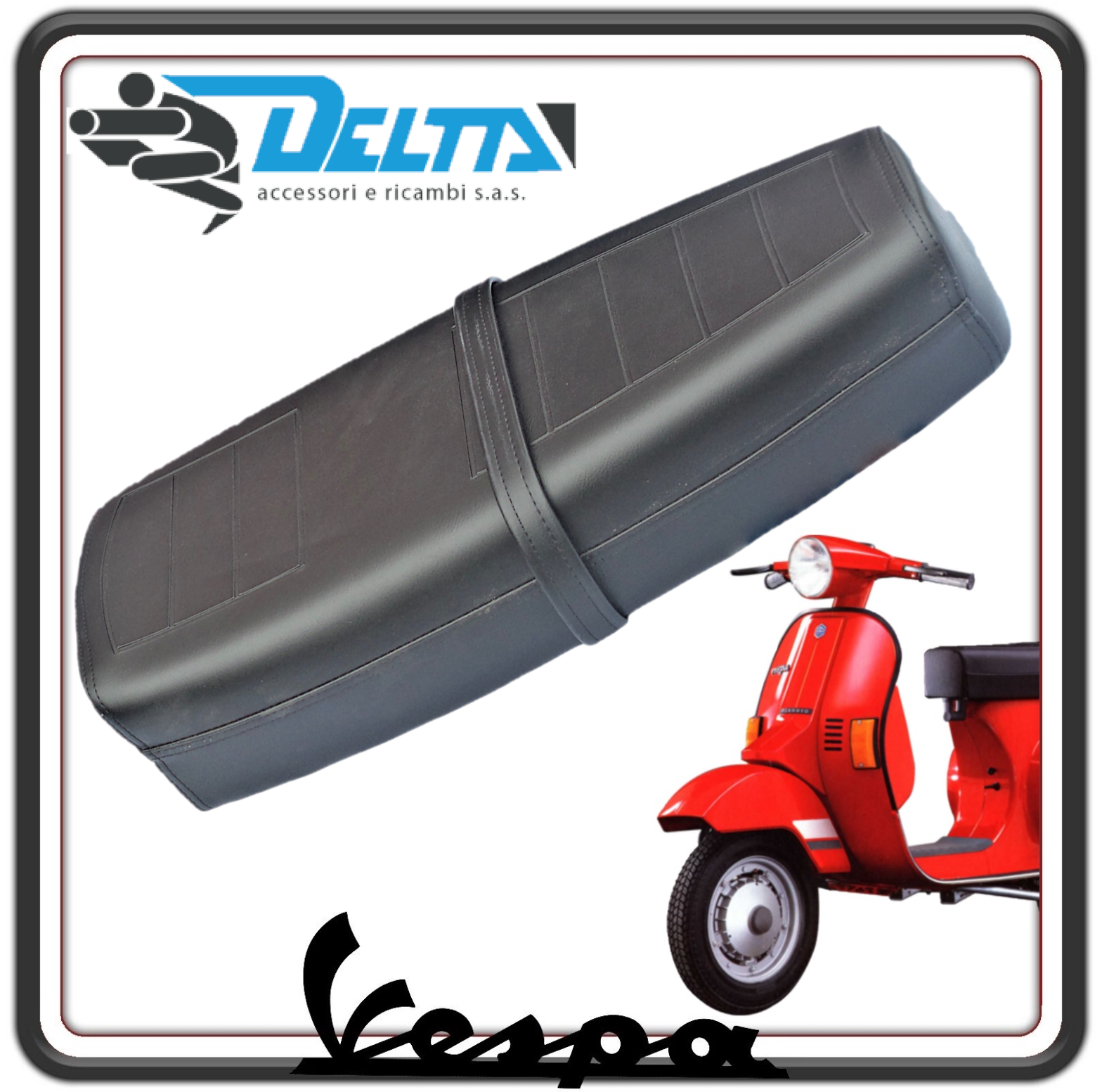 SELLA SELLONE SEDILE LUNGO NERO CON SERRATURA PER PIAGGIO VESPA PK 50-125