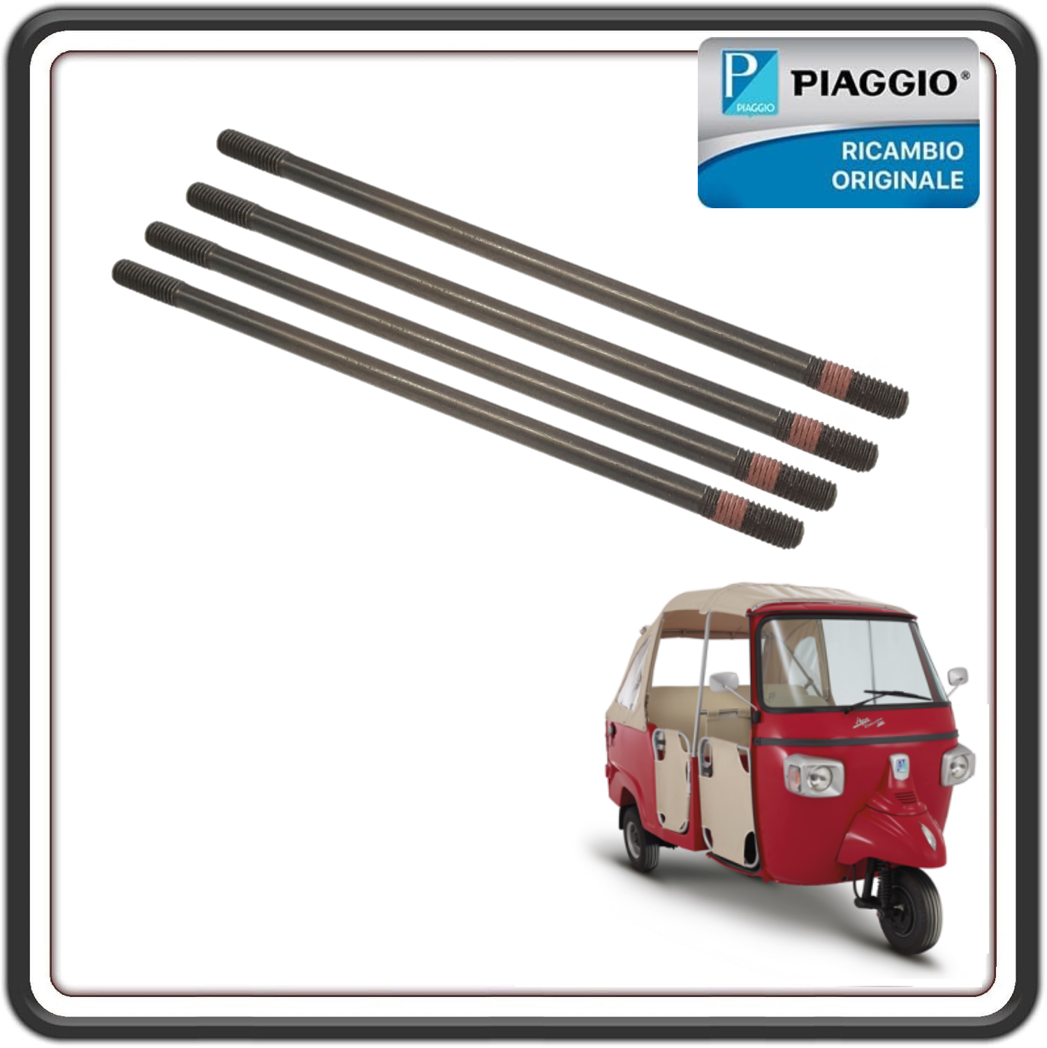 KIT 4 PRIGIONIERO PRIGIONIERI PER PIAGGIO APE CALESSINO 200 BENZINA DAL 2013 AL 2023 ORIGINALE PIAGGIO B014755