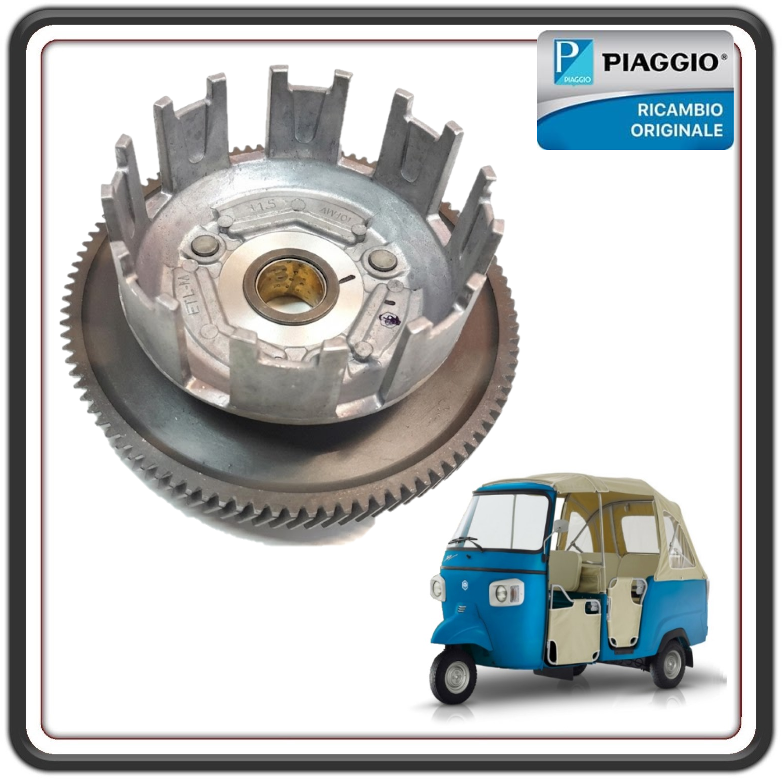 ASSIEME CAMPANA SCATOLA FRIZIONE PER PIAGGIO APE CALESSINO BENZINA DAL 2017 AL 2023 ORIGINALE PIAGGIO 1A012150