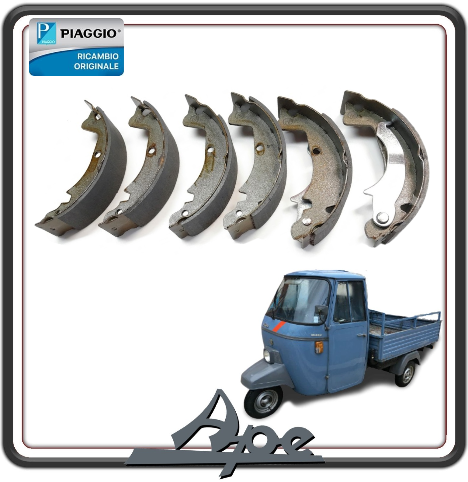 KIT SERIE GANASCE ANTERIORI E POSTERIORI PER PIAGGIO APE MP 501-601 - PIAGGIO APE CAR P2-P3 DAL 1972 AL 1986 ORIGINALE PIAGGIO 498401 