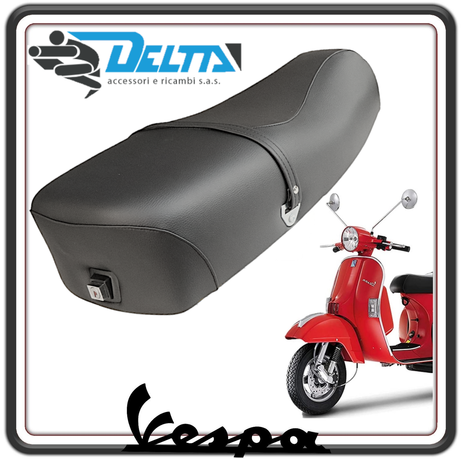 SELLA SELLONE SEDILE LUNGO BIPOSTO NERO CON SERRATURA PER PIAGGIO VESPA PX 2011