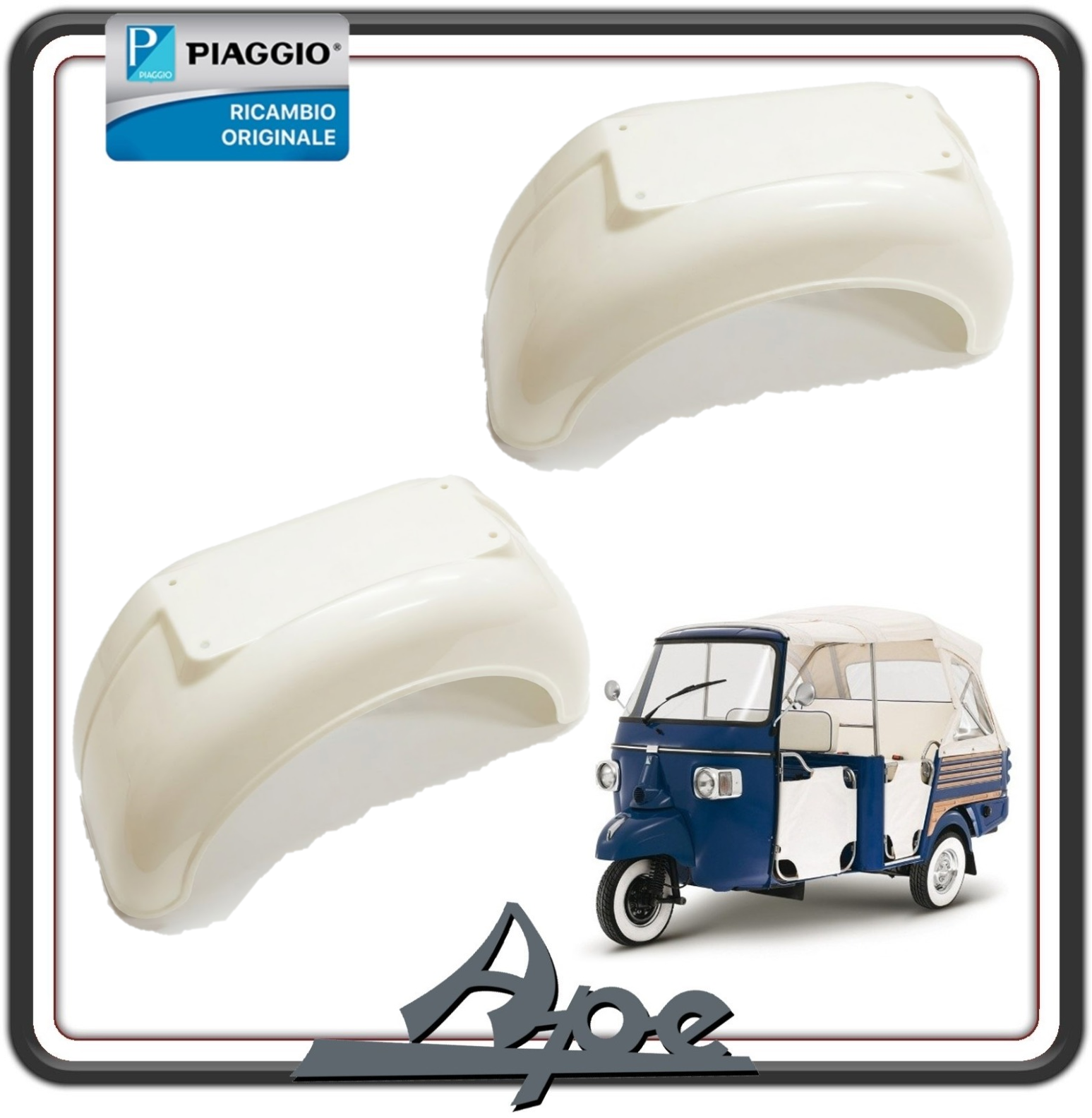 KIT PARAFANGO PARAFANGHI DESTRO E SINISTRO GREZZI DA VERNICIARE PER PIAGGIO APE CALESSINO DIESEL DAL 2007 AL 2012 MOTORE LOMBARDINI ORIGINALE PIAGGIO 658511