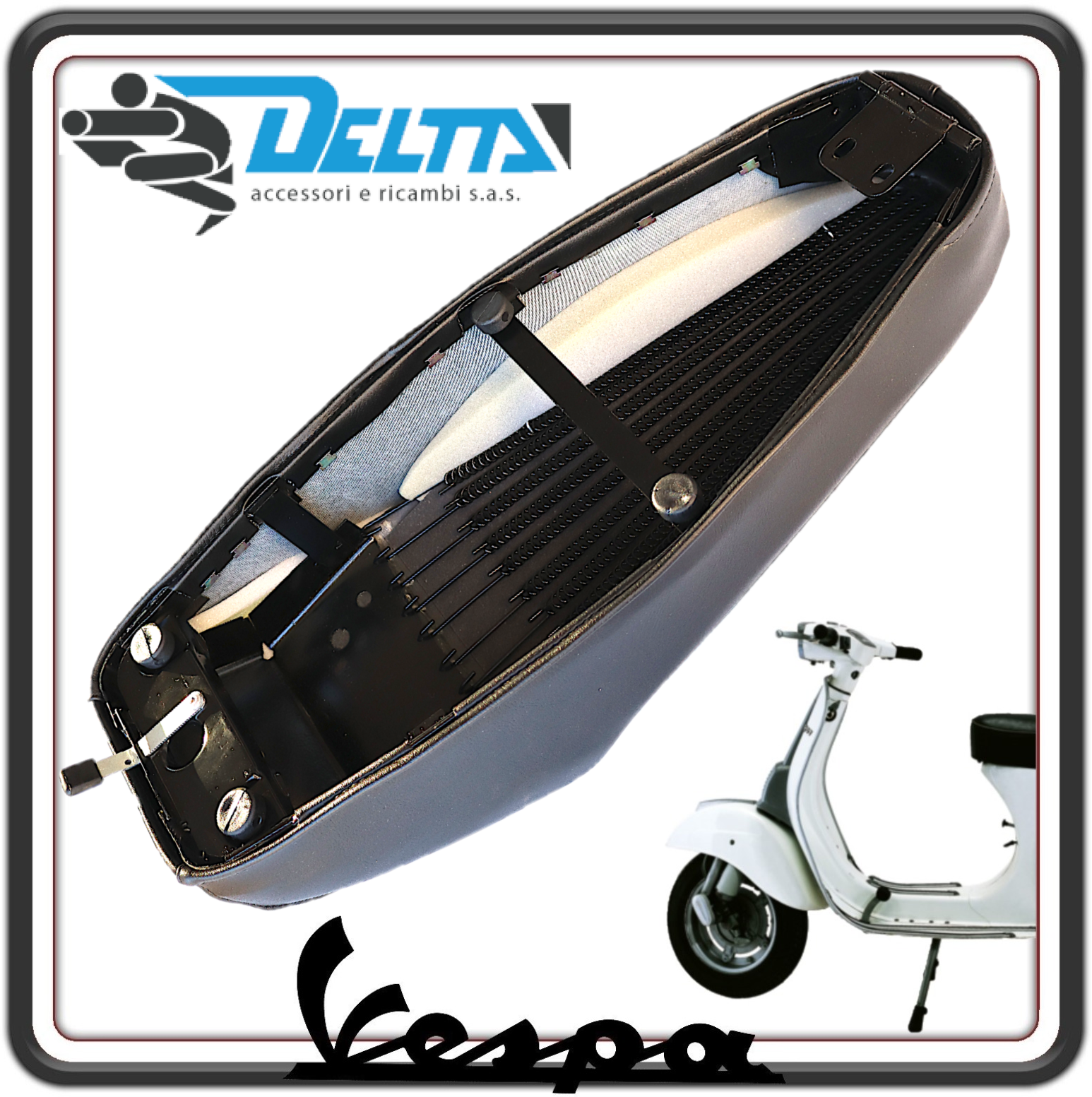 SELLA SELLONE SEDILE NERO CON GOBBA E APERTURA CON LEVETTA PER PIAGGIO VESPA 50 SPECIAL