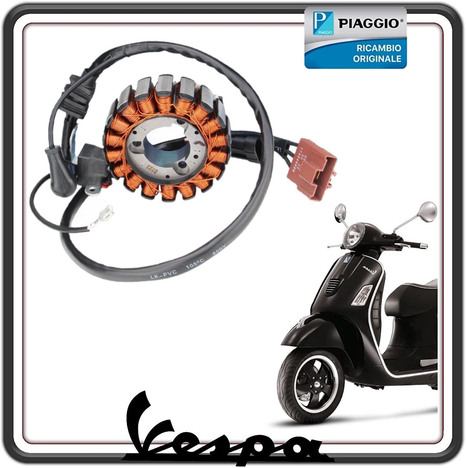 STATORE MAGNETE VOLANO CAMPO MAGNETICO GENERATORE DI CORRENTE PER PIAGGIO BEVERLY 250 DAL 2006 AL 2009 - PIAGGIO BEVERLY 300 DAL 2009 AL 2010 - PIAGGIO CARNABY 250 FINO AL 2008 - PIAGGIO CARNABY CRUISER 300 DAL 2009 AL 2012 ORIGINALE PIAGGIO  58070R