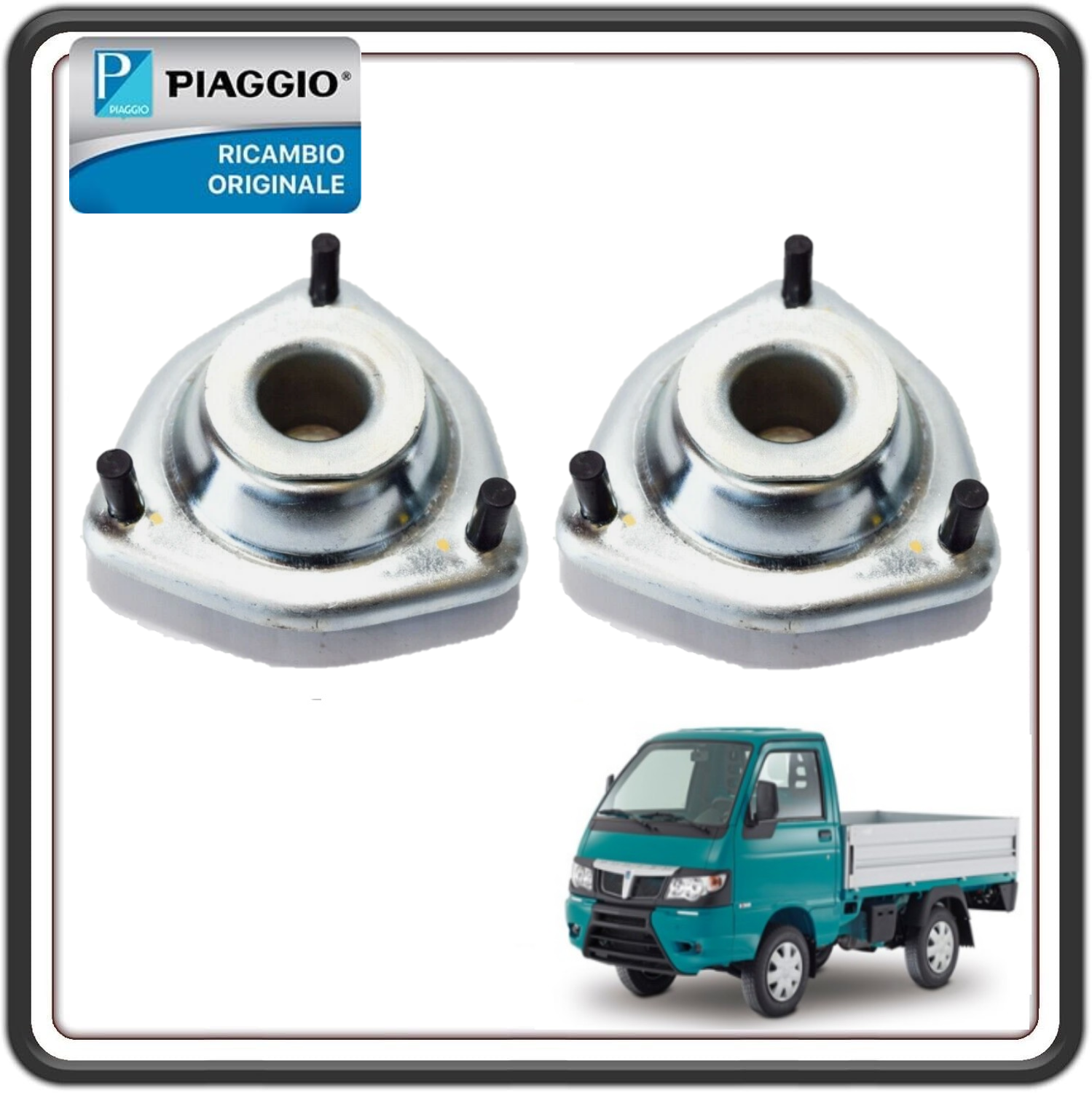 KIT SUPPORTO SUPPORTI ELASTICI ELASTICO AMMORTIZZATORE AMMORTIZZATORI ANTERIORI PER PIAGGIO PORTER TUTTI I MODELLI - PIAGGIO QUARGO ORIGINALE PIAGGIO B004342