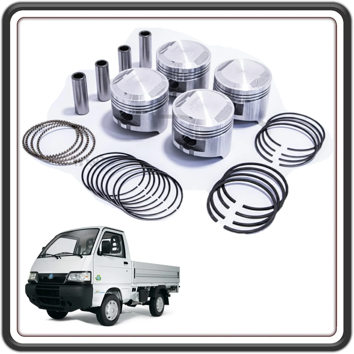 KIT SERIE PISTONI CON MAGGIORAZIONE [MM] 0,50 COMPLETI DI SEGMENTI 1,2 X 1,5 X 3 mm COMPATIBILE CON PIAGGIO PORTER 1300 16V MOTORE DAIHATSU DAL 1998 AL 2010
