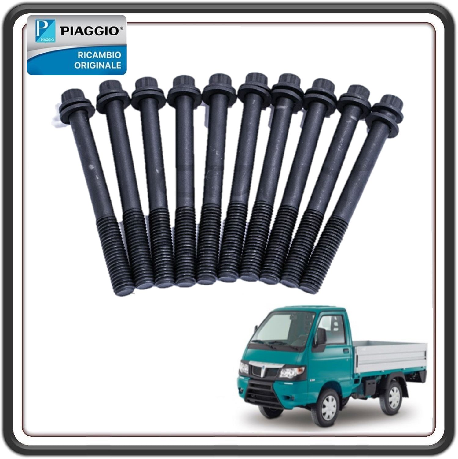 KIT 10 SERIE BULLONI TESTATA M10x95 PER PIAGGIO PORTER 1300 MULITECH FINO AL 2015 ORIGINALE PIAGGIO B010009