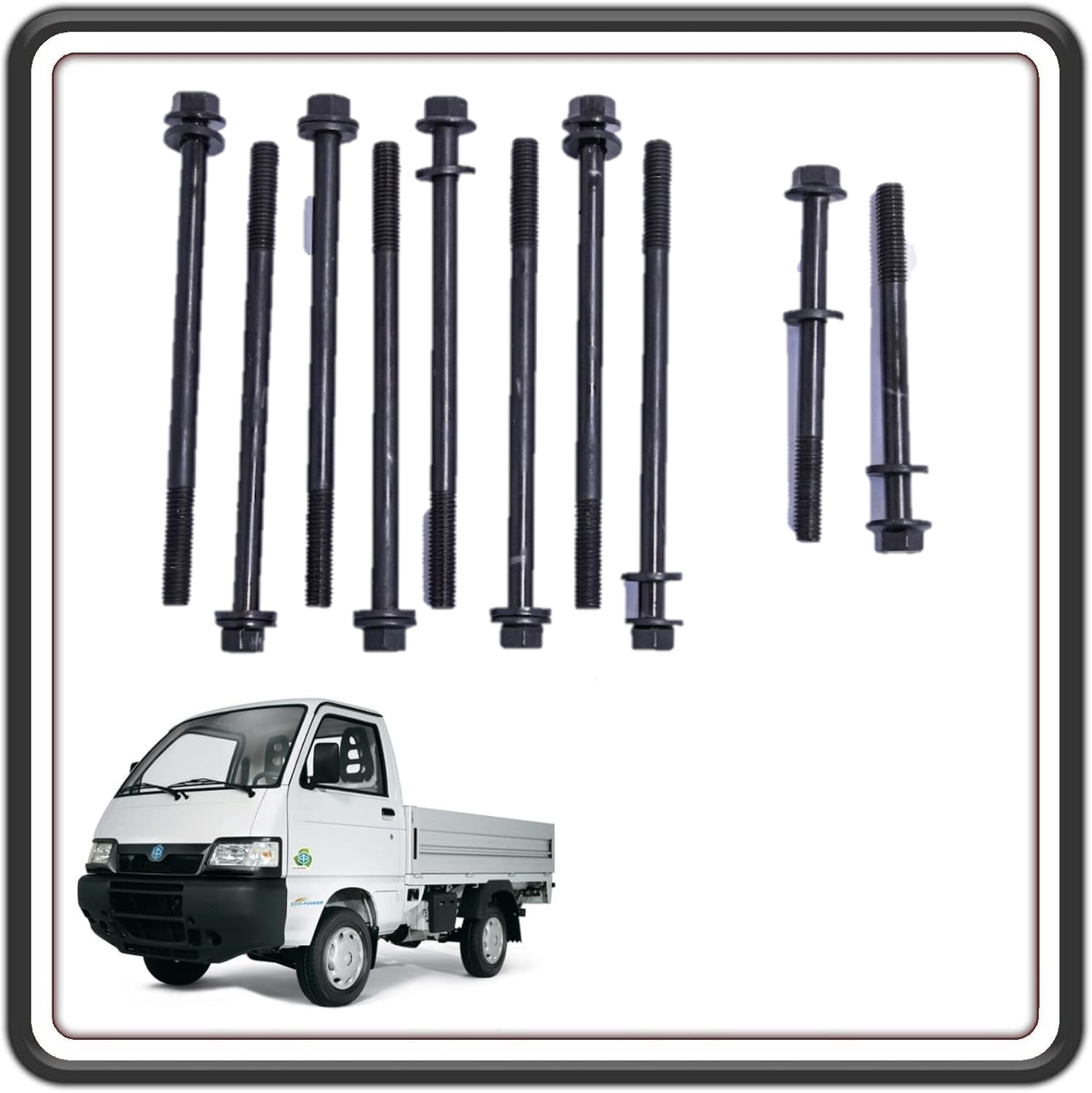 KIT SERIE 10 BULLONI TESTA COMPATIBILE PER PIAGGIO PORTER 1300 16V MOTORE DAIHATSU FINO AL 2009