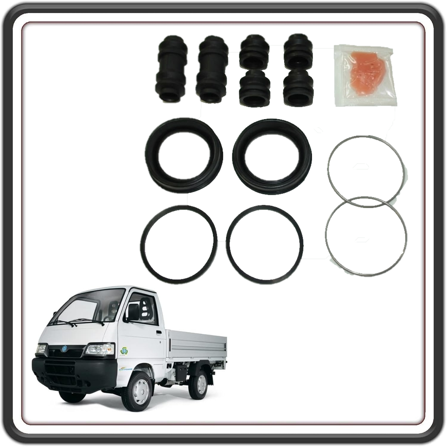 KIT SERIE GOMMINI REVISIONE PINZE FRENO COMPATIBILI PER PIAGGIO PORTER 1000 - PIAGGIO PORTER 1300 16V MOTORE DAIHATSU FINO AL 2009  PIAGGIO PORTER 1200-1400 DIESEL 