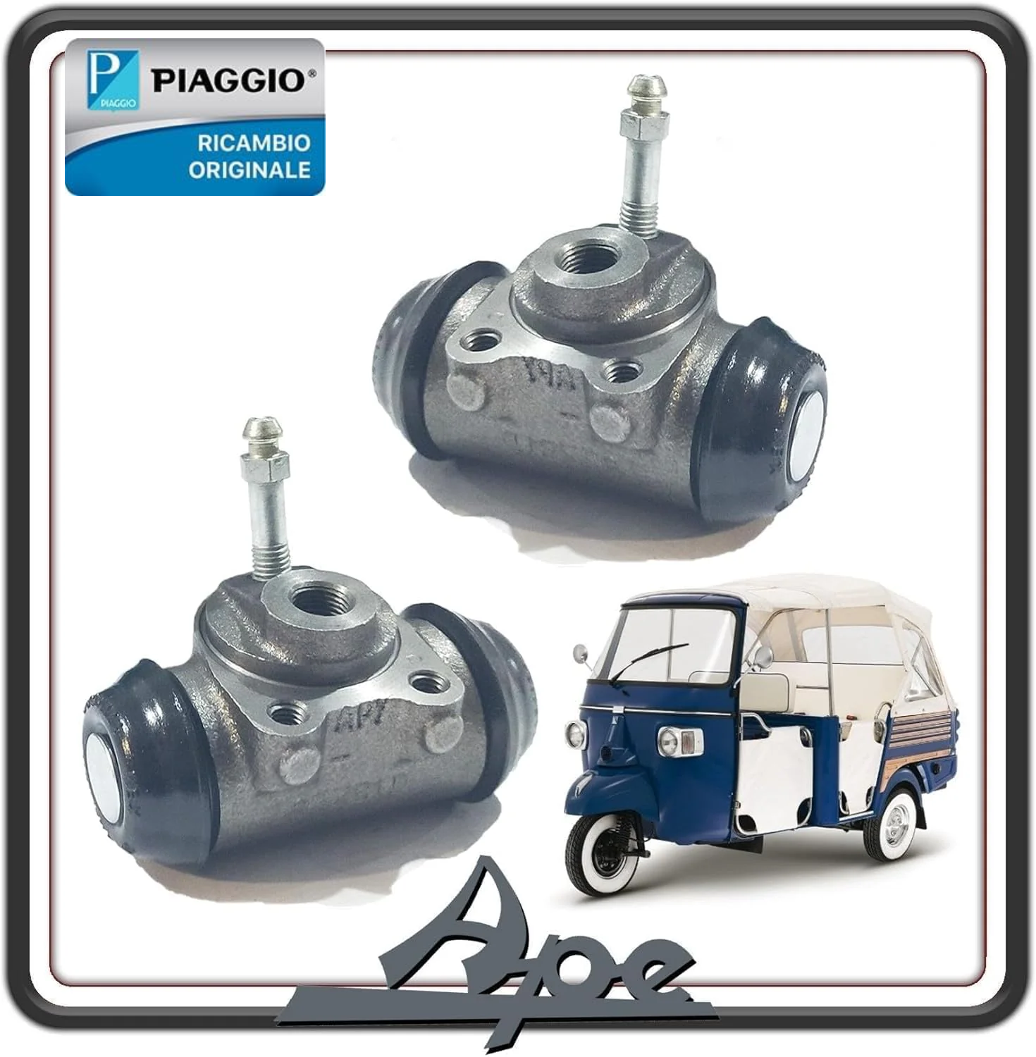 KIT COPPIA DUE CILINDRETTO CILINDRETTI FRENO POSTERIORI ED ANTERIORE PER PIAGGIO APE CALESSINO - APE CLASSIC 601 ORIGINALE PIAGGIO.