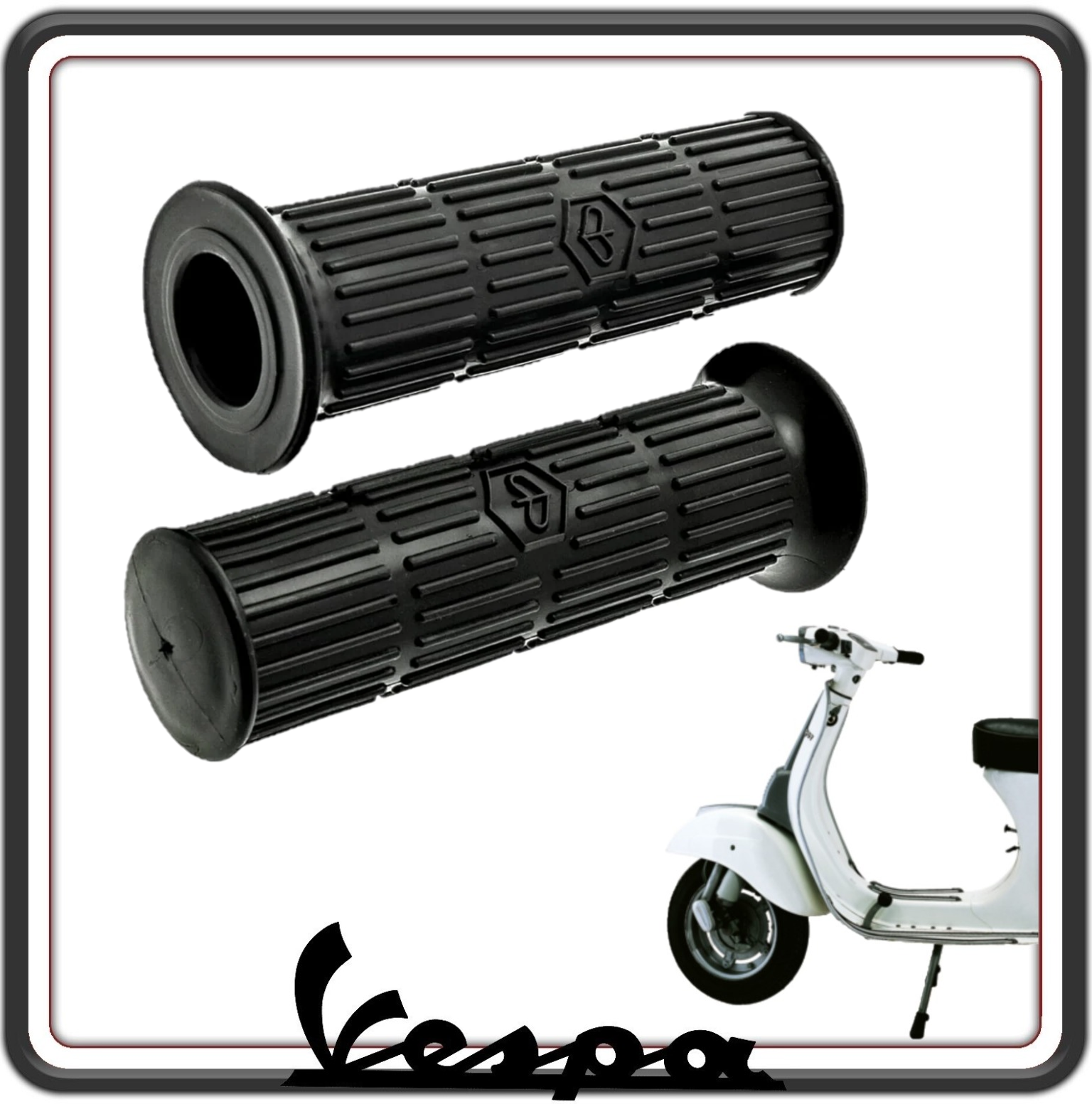 KIT COPPIA 2 MANOPOLE MANOPOLA COLORE NERO COMPATIBILI CON PIAGGIO VESPA 50 SPECIAL - VESPA ET3 125 PRIMAVERA